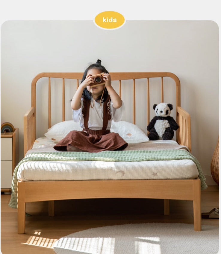 Solid Wood Whispering Telescopic Bed - Beech & Oak - Expandable Bed Frame for Small Spaces, Guest Rooms & Kids' Bedrooms