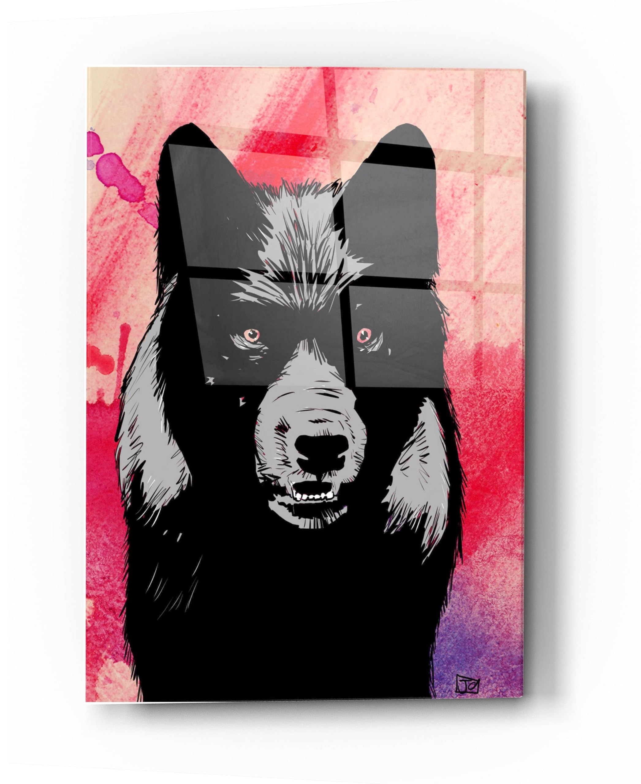 Wolf by Giuseppe Cristiano - Premium Acrylic Glass Wall Art Painting - 24x36 Inches - Modern Home & Office Decor - Perfect for Living Room, Bedroom, or Office Wall Display