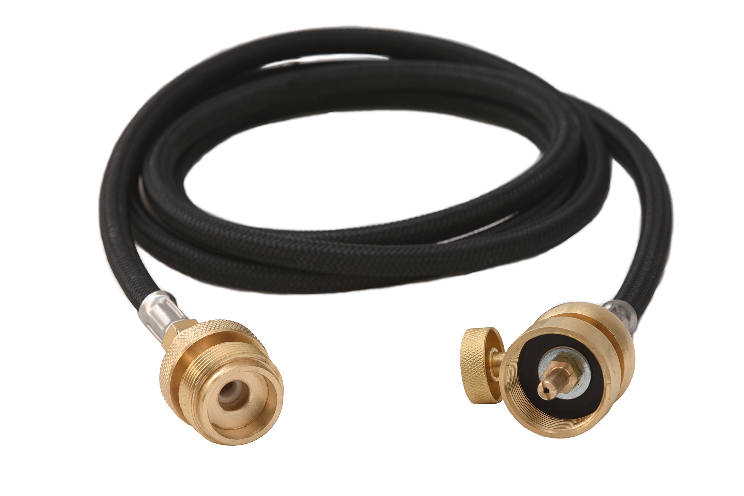 Flame King YSNMT48 Flexible 5-Foot Propane Extension Hose for 1LB Cylinders - Perfect for Grilling, Camping & Outdoor Cooking Accessories