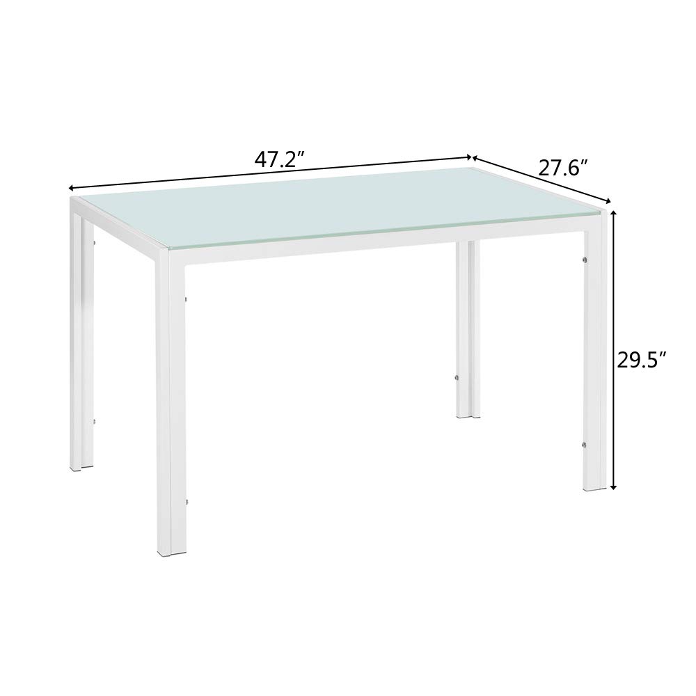 Modern Glass Dining Table - 6-Person Rectangular Kitchen Table with Tempered Glass Top & Sturdy Iron Frame, Easy Assembly (47.24
