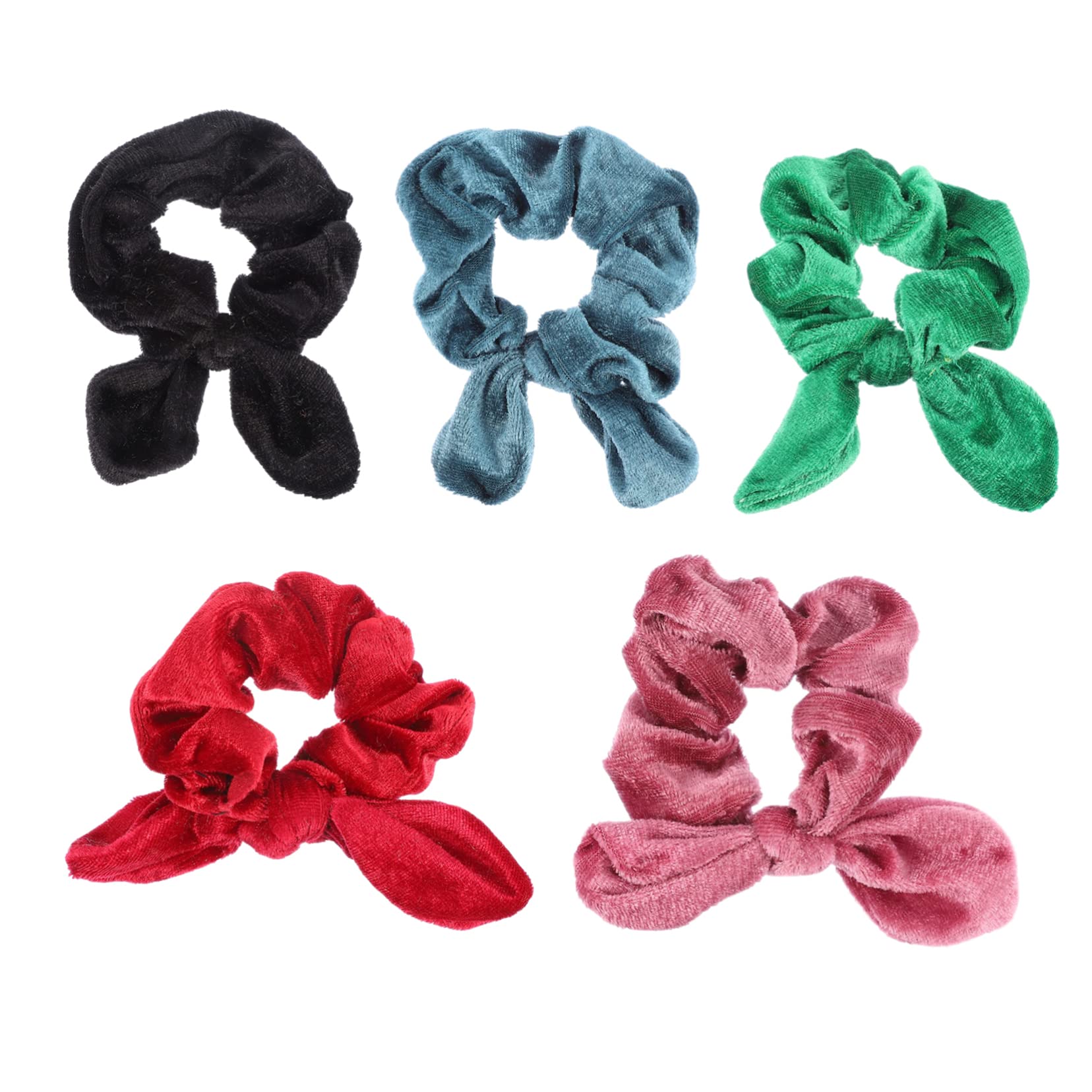 Minkissy 5-Pack Large Bow Hair Scrunchies for Women & Kids - Black Elastic Hair Ties with Intestine Design, Perfect for Christmas, Parties, School & Daily Use