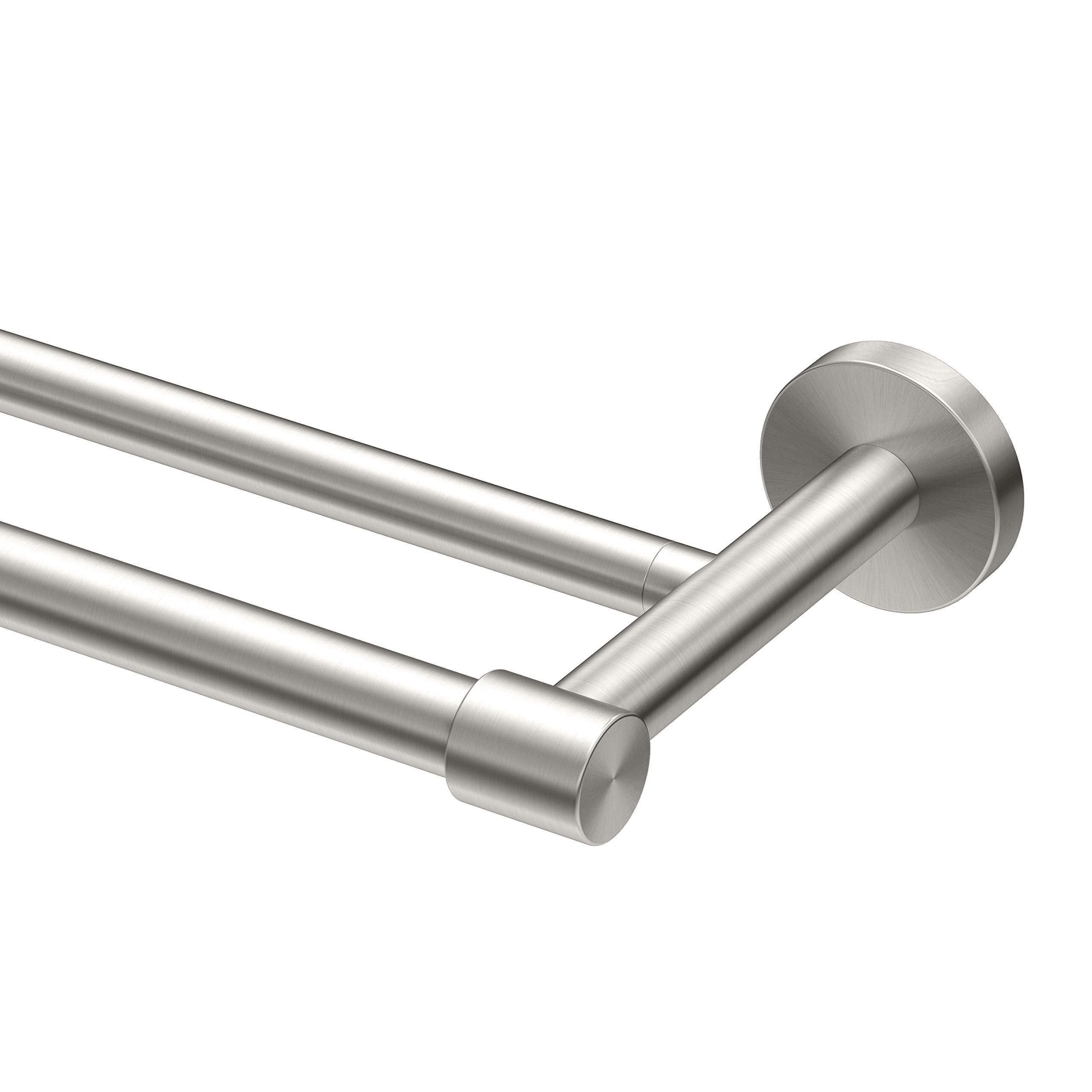Gatco 4674 Reveal 24-Inch Double Towel Bar in Satin Nickel - Wall Mounted Bathroom Towel Holder Rack for Showers & Spa - Perfect for Modern Home, Hotel, and Luxury Bathroom Decor