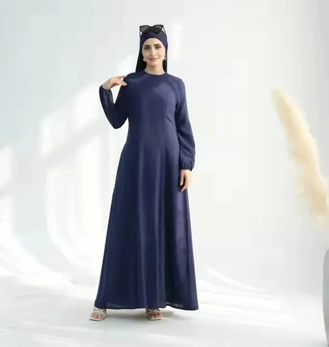 Premium Linen Cotton Blend Waist Abaya Dress #25955 - Modest Islamic Fashion for Women, Perfect for Prayer, Eid, and Special Occasions