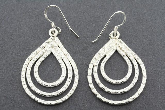 3 Textured Teardrop Earrings - Pure 925 Sterling Silver Dangle Earrings for Women - Perfect for Parties, Weddings & Everyday Elegance