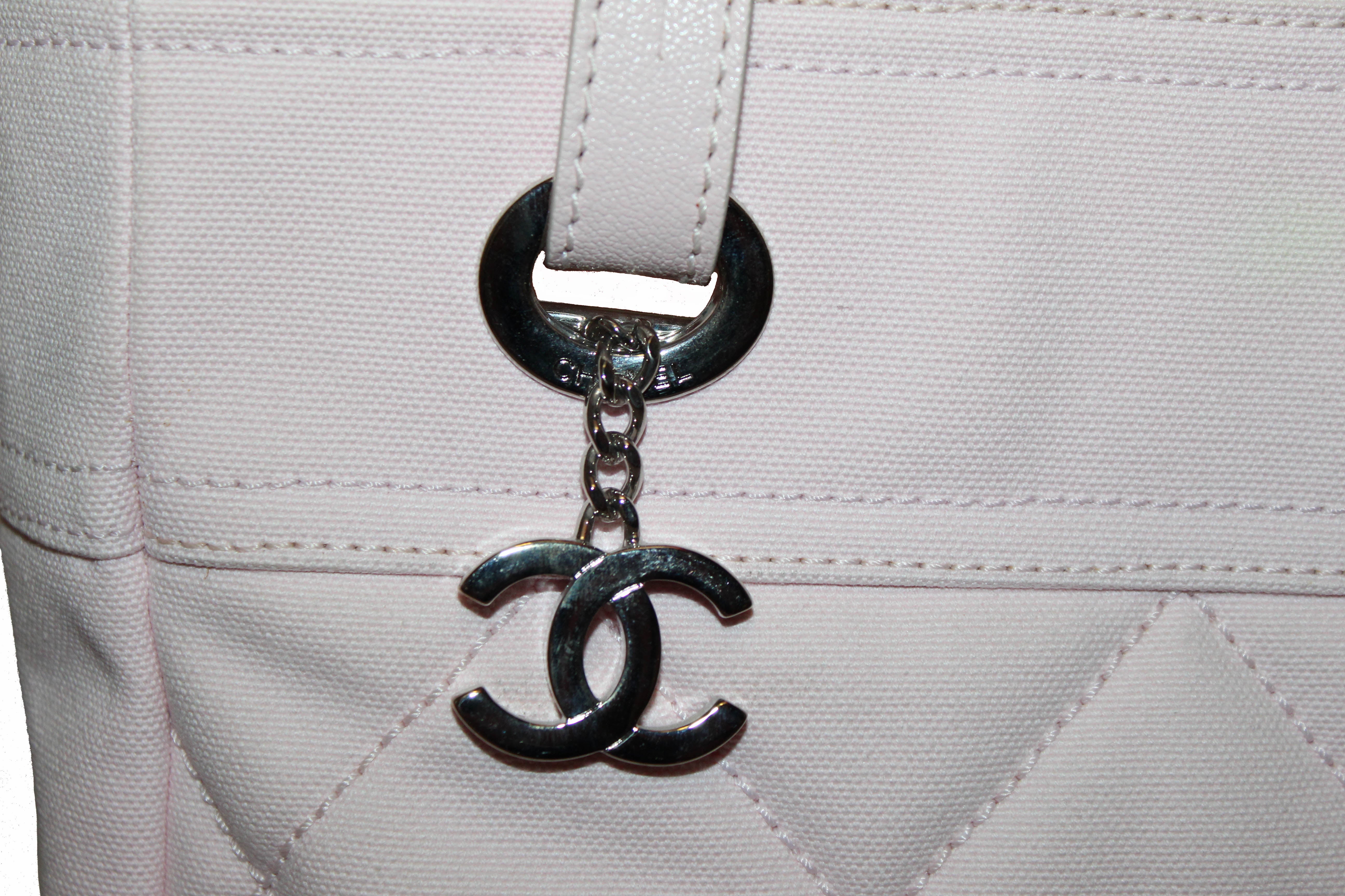 Authentic Chanel Pink Biarritz Canvas Leather Tote Bag for Women - Luxury Designer Handbag for Work, Travel & Everyday Use