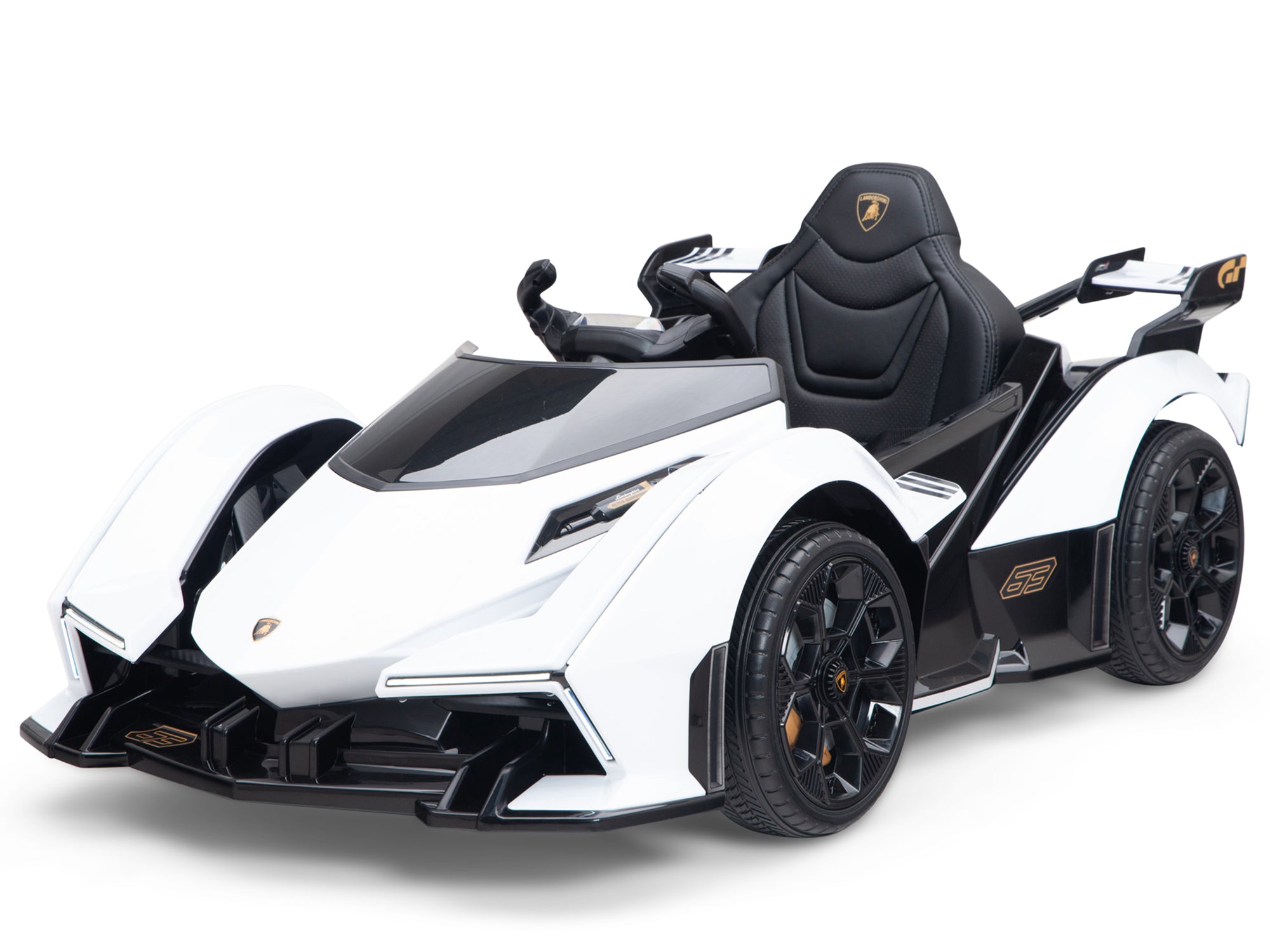 Lamborghini V12 Vision GT Kids Electric Ride On Car with Remote Control - 12V Battery Powered White Sports Toy Car for Boys & Girls | Birthday Gift, Outdoor Play, Indoor Fun