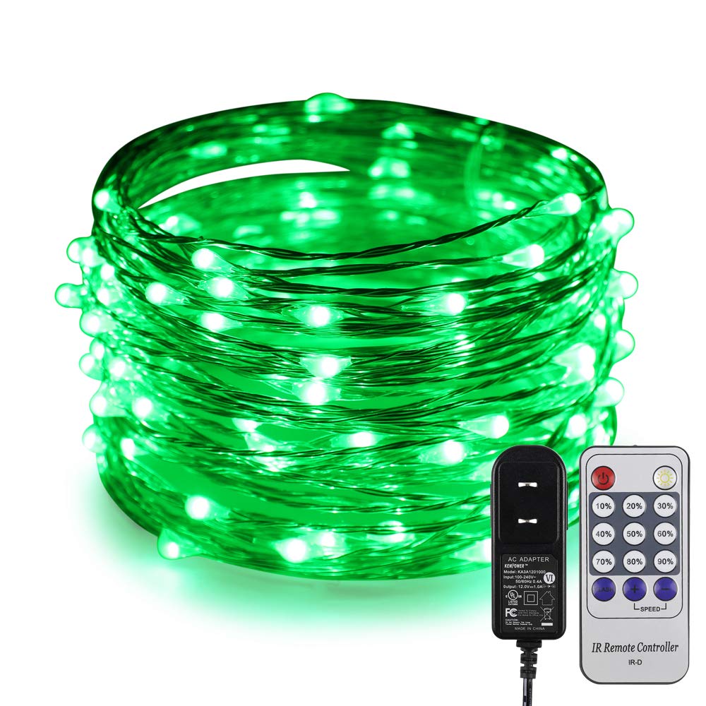 100 LED Fairy Lights Plug In - 33Ft/10M Silver Copper Wire Starry String Lights for Indoor Outdoor Decor | Bedroom, Garden, Party, Christmas Tree, Wedding (Green) | Perfect for Home, Patio, Holiday & Event Lighting