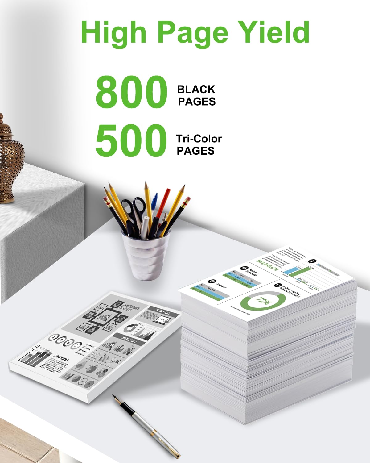 High Yield HP 67XL Ink Cartridge Combo Pack (2-Pack) - Black & Color Replacement for HP DeskJet 2752, 2855e, 4152, 4255e, Envy 6055e, 6455e Printers - Perfect for Home Office Printing, School Projects & Small Business Documents