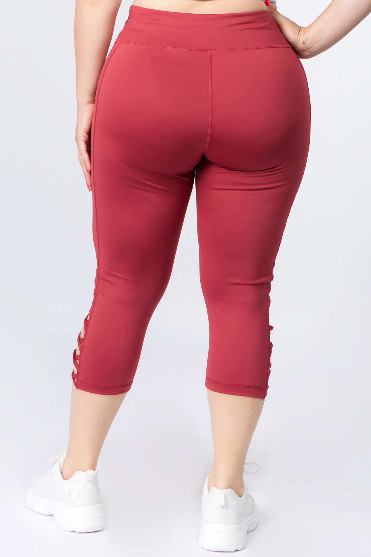 ICONOFLASH Women's High Waist Workout Leggings with Pockets & Lattice Details - Yoga, Running, Gym & Athletic Sports Pants for Active Women