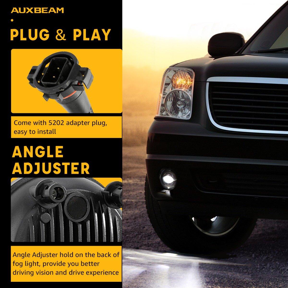 2-Pack 24W Round Black LED Fog Lights 5202 for GMC Sierra 1500/2500/3500 (2014-2018) - Durable Off-Road Lighting for Night Driving & Foggy Conditions