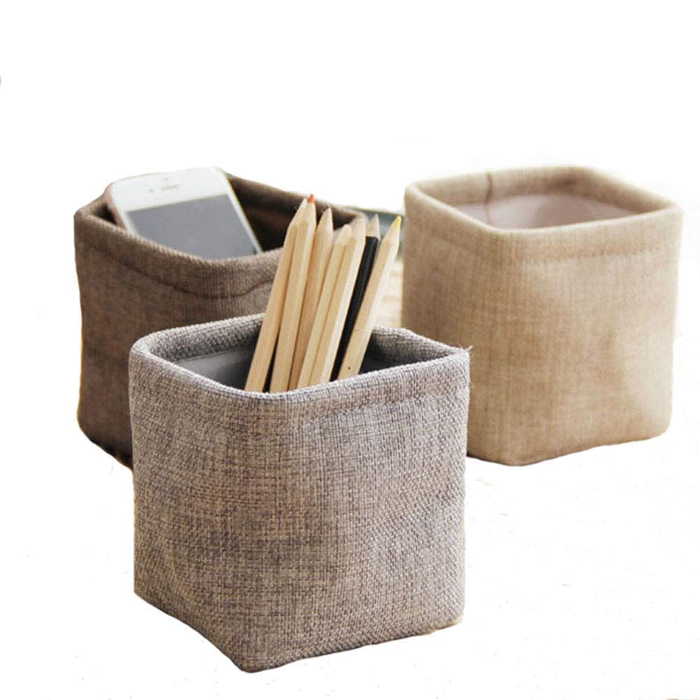 Meichoon Fabric Pencil Holder - Desk Organizer & Storage for Students & Office Supplies - Stationery Desk Tidy Accessories (NC06 Coffee Design) - Perfect for School, Home & Office Workspace Organization
