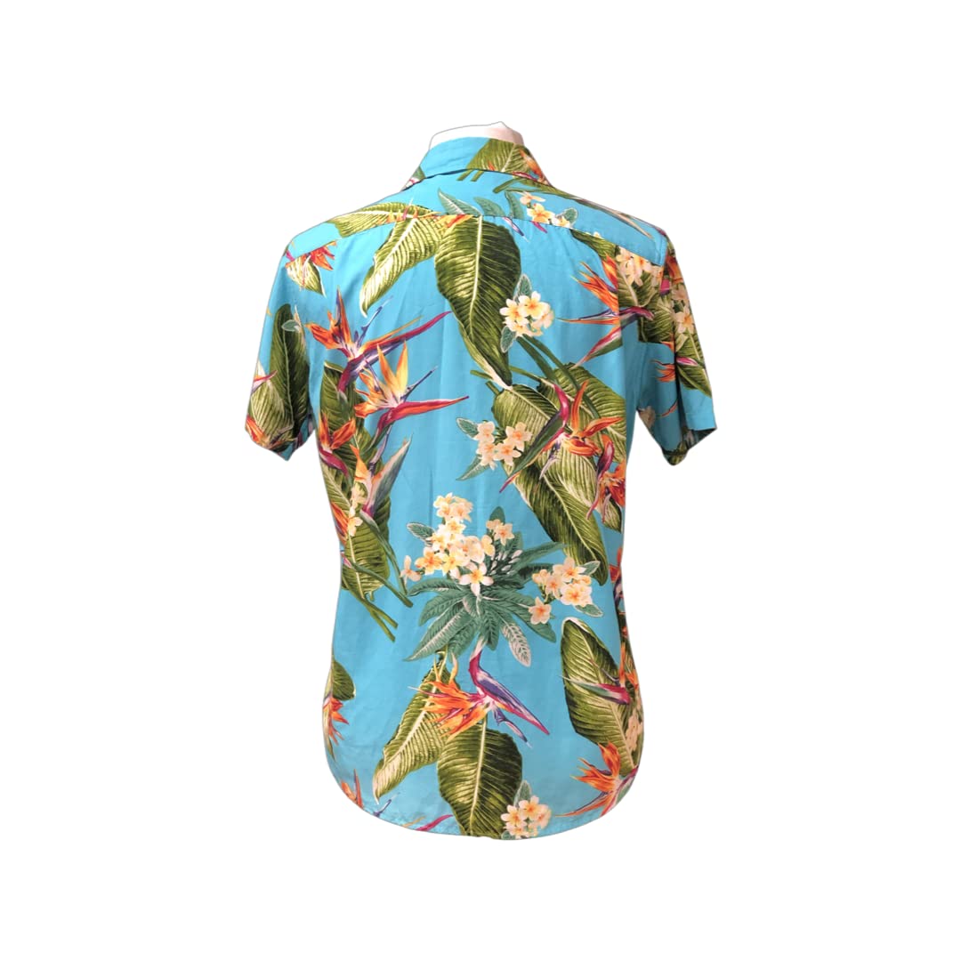 Men's Birds of Paradise Short Sleeve Hawaiian Aloha Shirt - Tropical Summer Casual Wear for Beach Vacation & Luau Parties