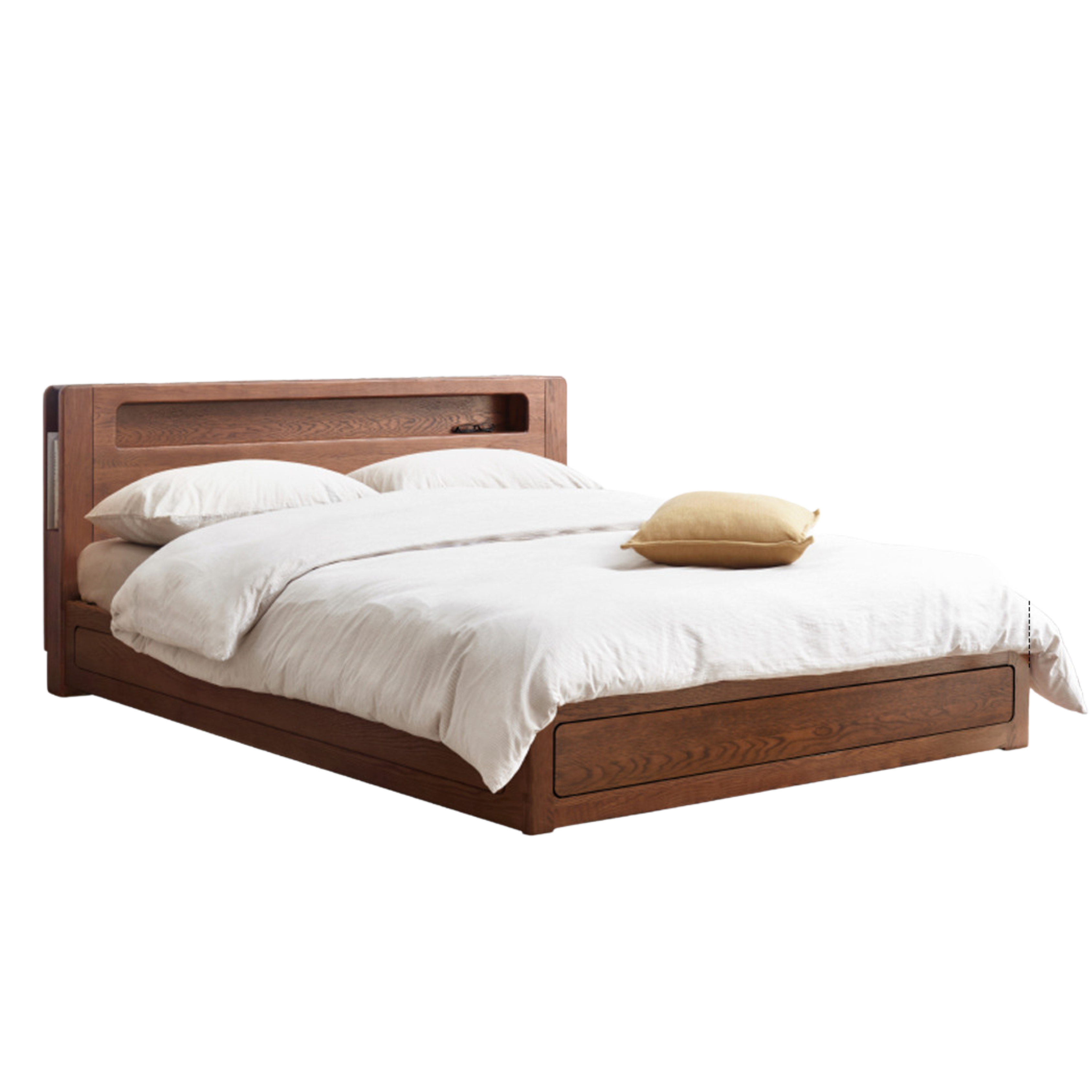 Walnut color low bunk New style straight back luminous box bed