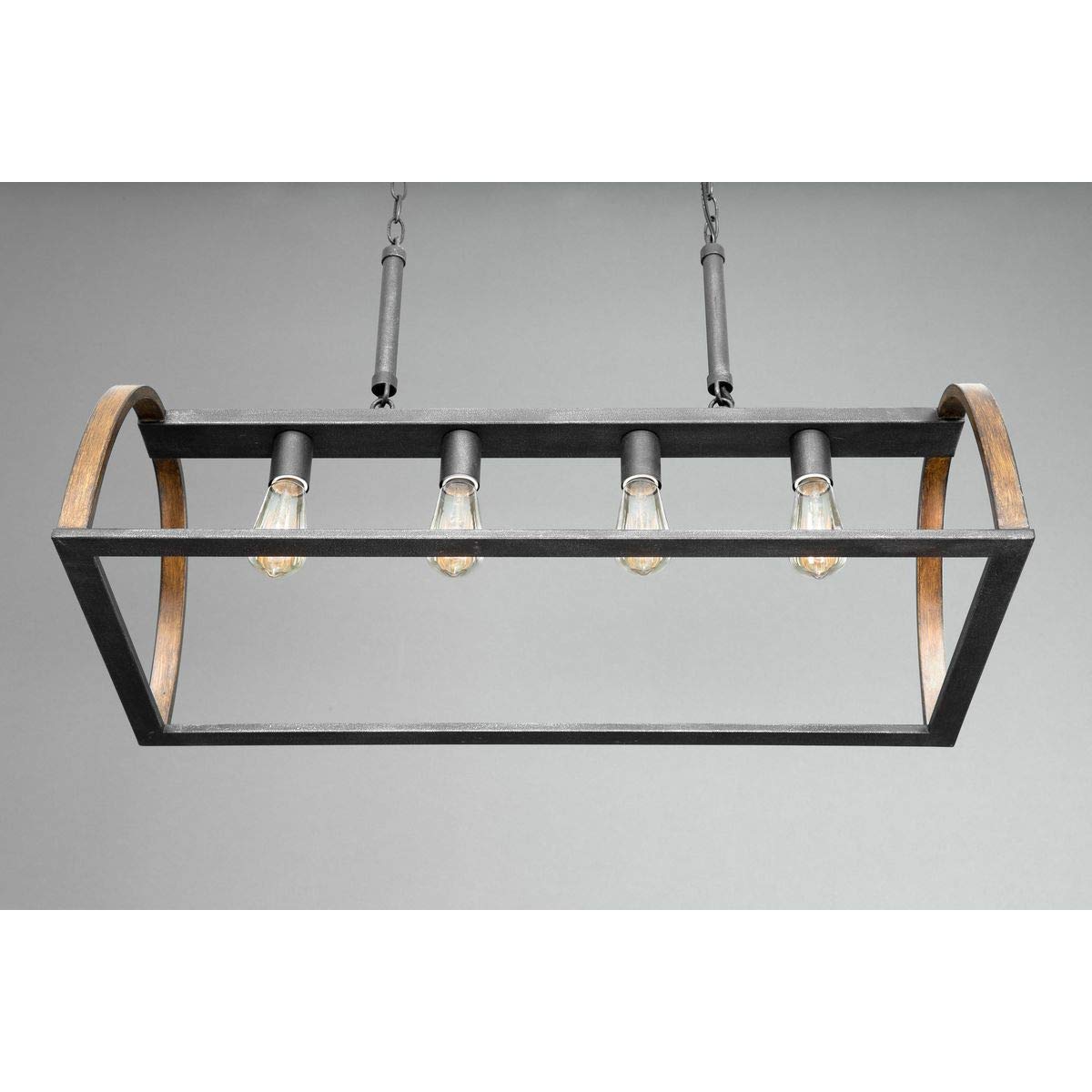 Trestle Collection 4-Light Farmhouse Chandelier - Gilded Iron Rustic Ceiling Light Fixture for Dining Room, Kitchen Island & Entryway