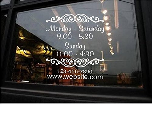 Custom Vinyl Window Decals for Business Hours - Personalized Shop Signs for Storefronts, Offices & Retail Doors - Perfect for Lawyers, Medical Clinics, Florists, Gyms, Grocery Stores & Sandwich Shops - Weatherproof & Durable Business Signage Solution