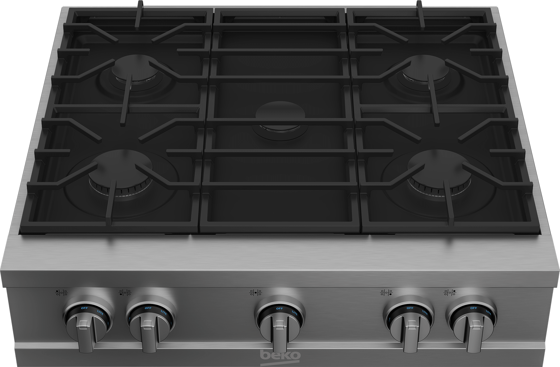 Beko PRGRT30500SS 30-Inch Stainless Steel Built-In Gas Range Top - Professional Style for Home Kitchen Cooking, Baking & Entertaining