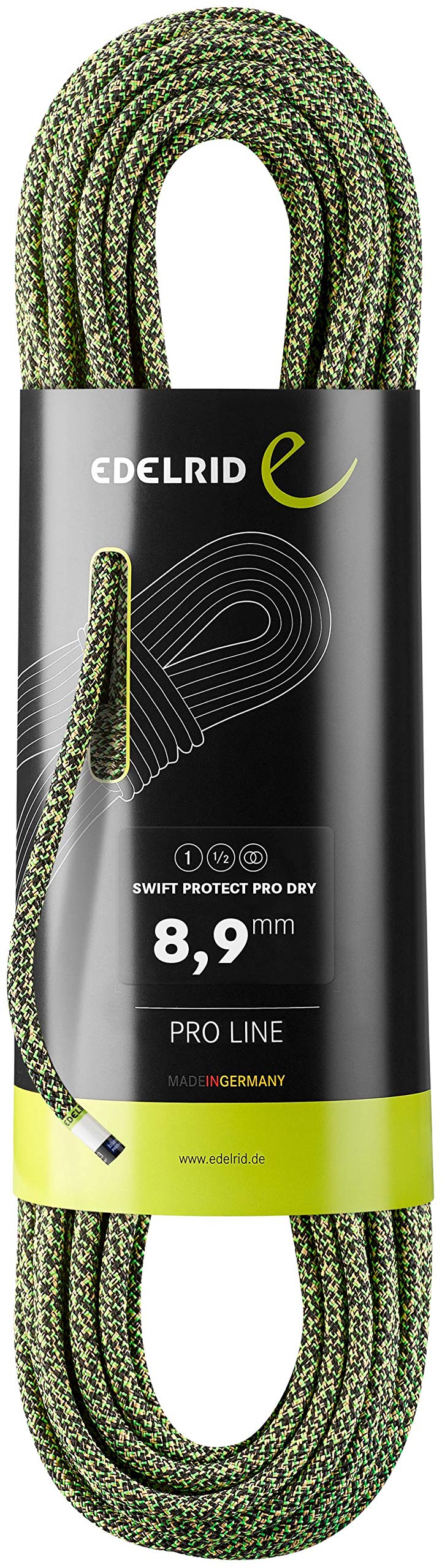 EDELRID Swift Protect 8.9mm Pro Dry Dynamic Climbing Rope - Lightweight & Durable for Rock Climbing, Mountaineering & Outdoor Adventures