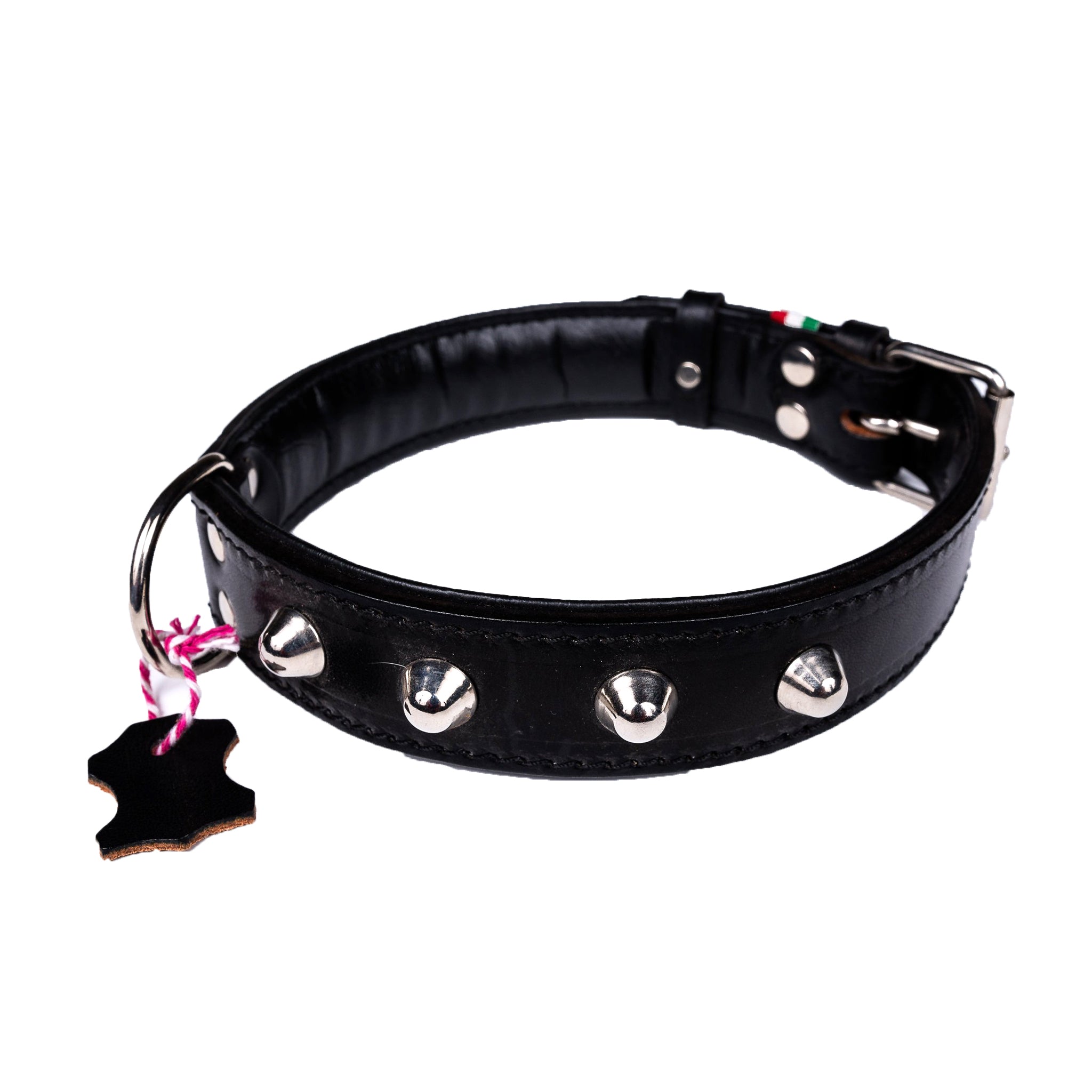 Italian Genuine Leather Dog Collar with Studs - Padded for Comfort - Perfect for Training, Walking & Fashion Accessories
