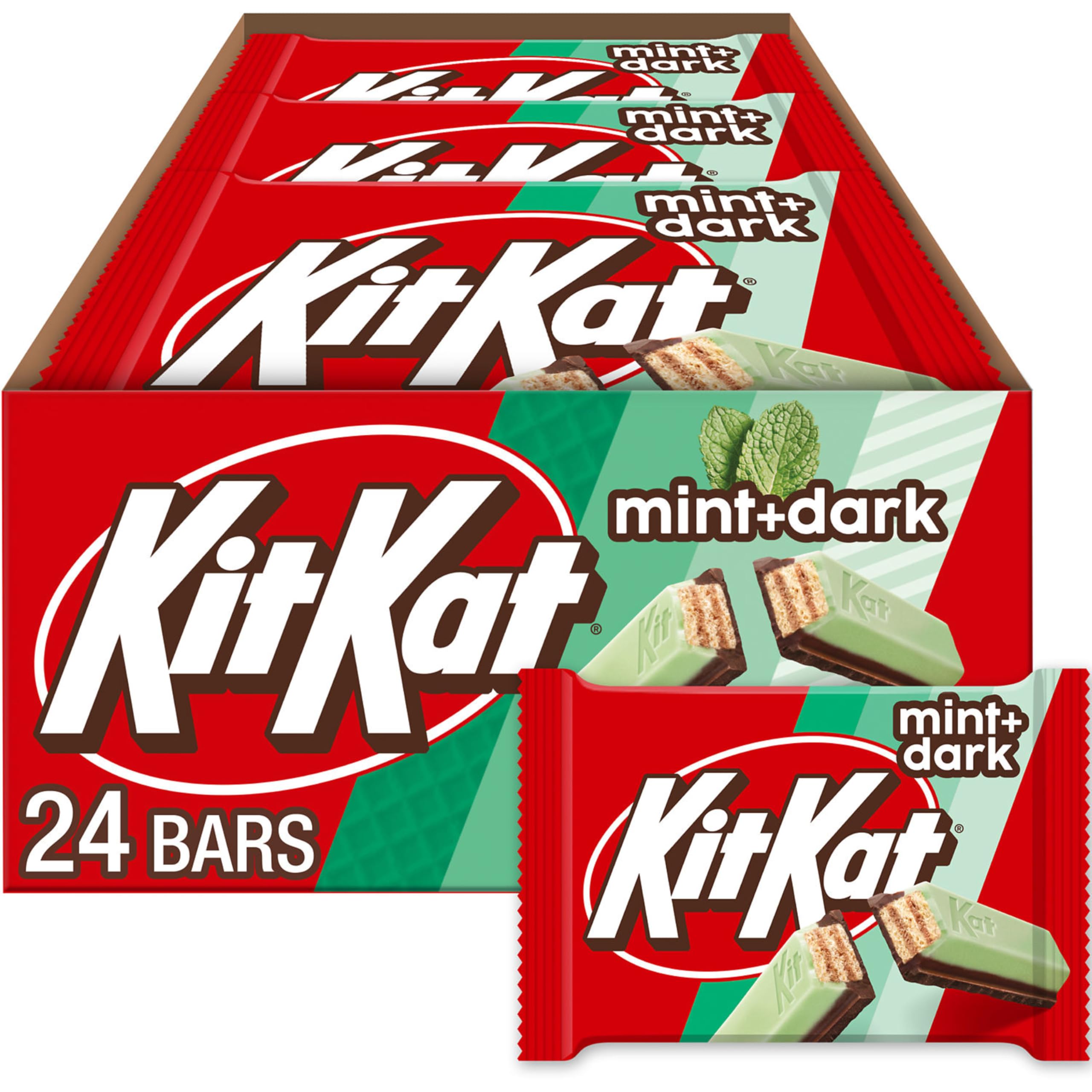 KIT KAT DUOS Dark Chocolate Mint Wafer Candy Bars - 1.5 oz (24 Count) Bulk Pack | Perfect for Office Snacks, Party Favors & Halloween Treats