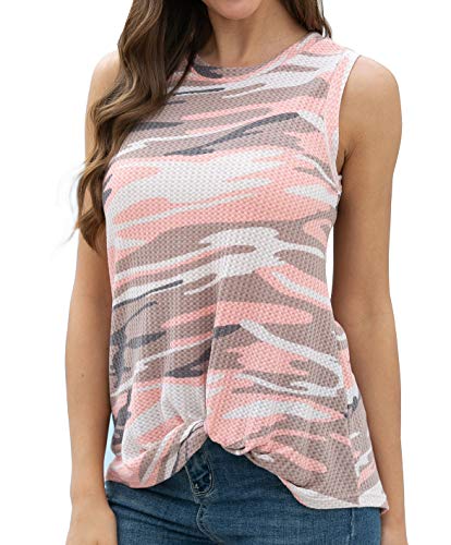 IWOLLENCE Women's Waffle Knit Tunic Top - Sleeveless Casual Blouse with Twist Knot Detail | Cute Summer Tank Tops for Women | Perfect for Beach, Vacation & Everyday Wear