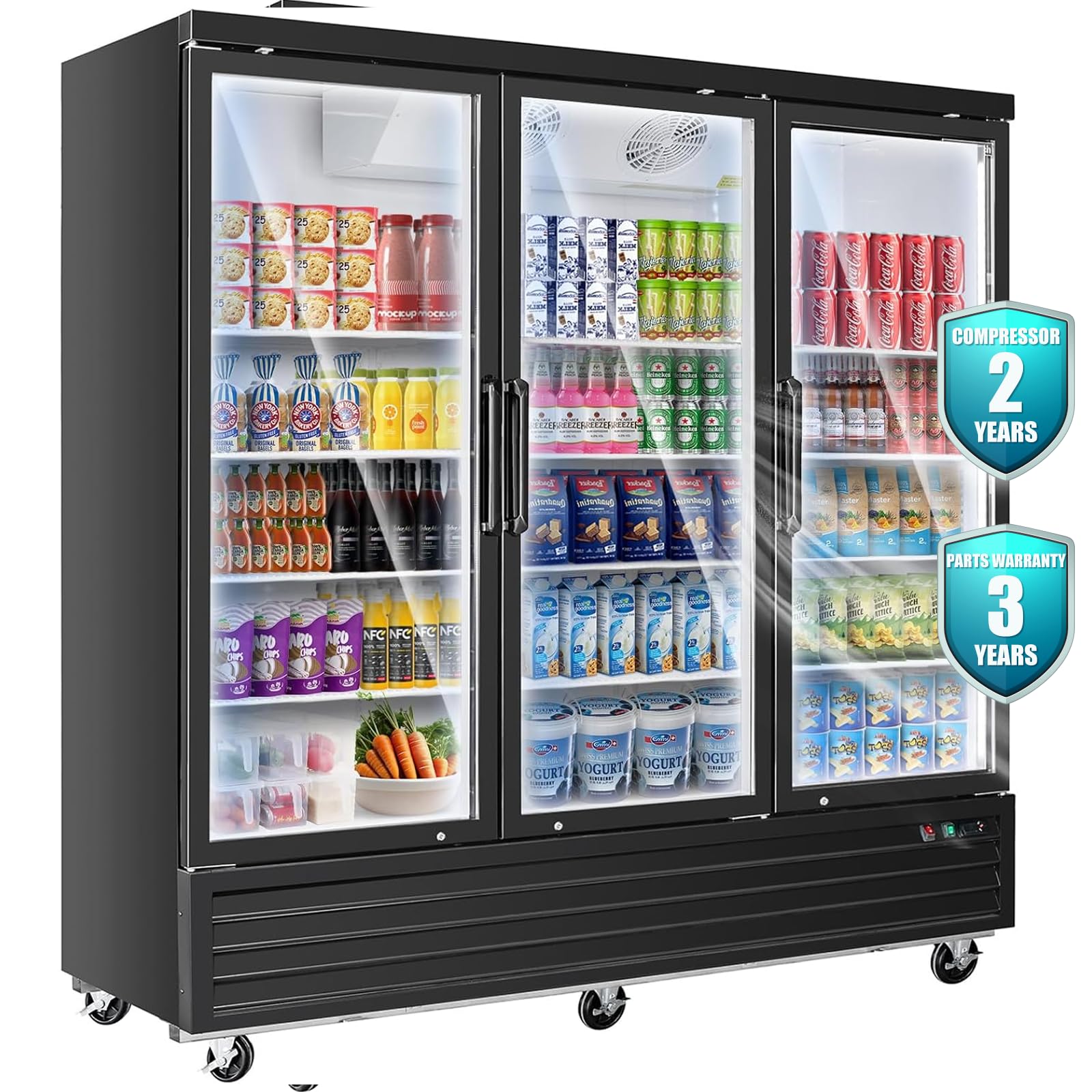 62 Cu.Ft Commercial Beverage Refrigerator with Glass Door - LED Display Cooler for Drinks, Beer, Wine - Energy Efficient Merchandiser Fridge for Restaurants, Grocery Stores & Home Bars - Perfect for Commercial Kitchens, Convenience Stores & Entertainment Areas