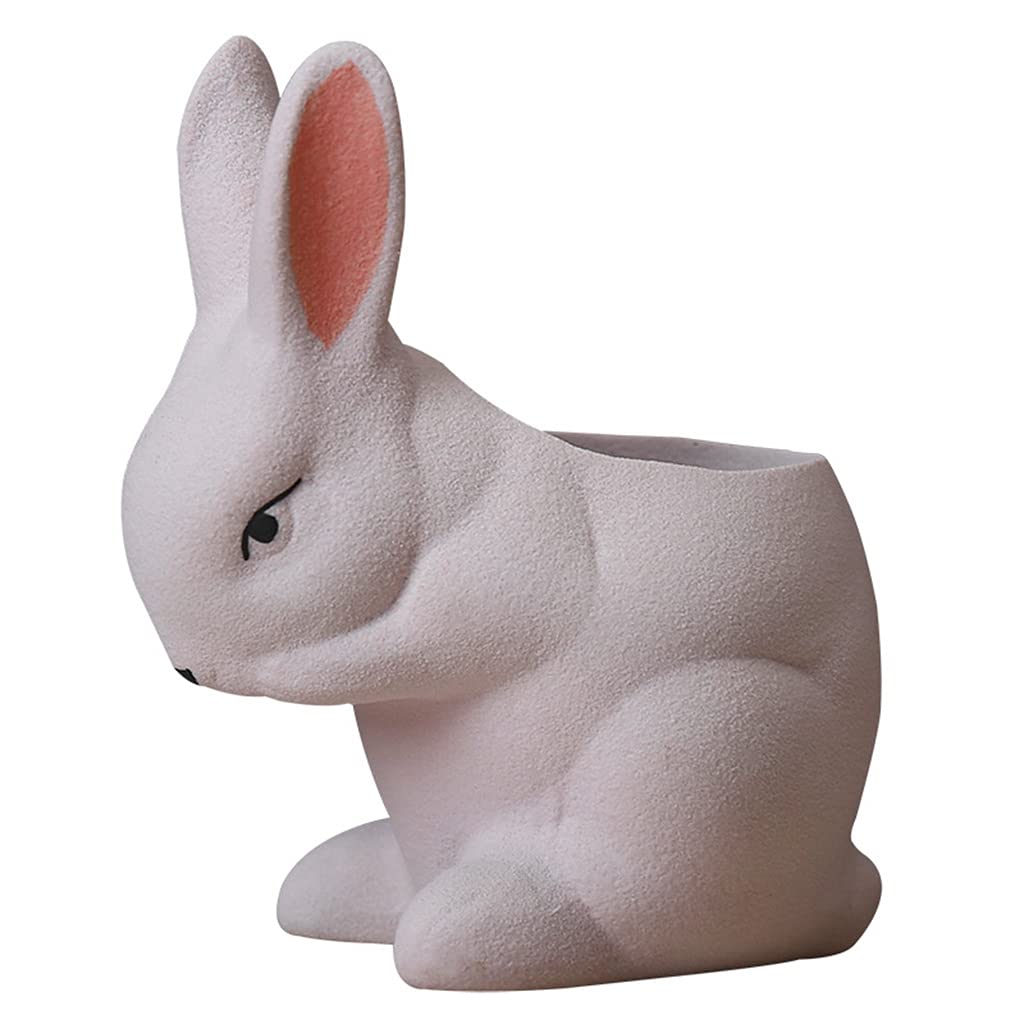 Cute Cartoon Rabbit Ceramic Succulent Planter - Small Animal Shaped Flower Pot for Indoor Plants, Cactus & Home Decor | Perfect for Windowsills, Desks & Gift Ideas