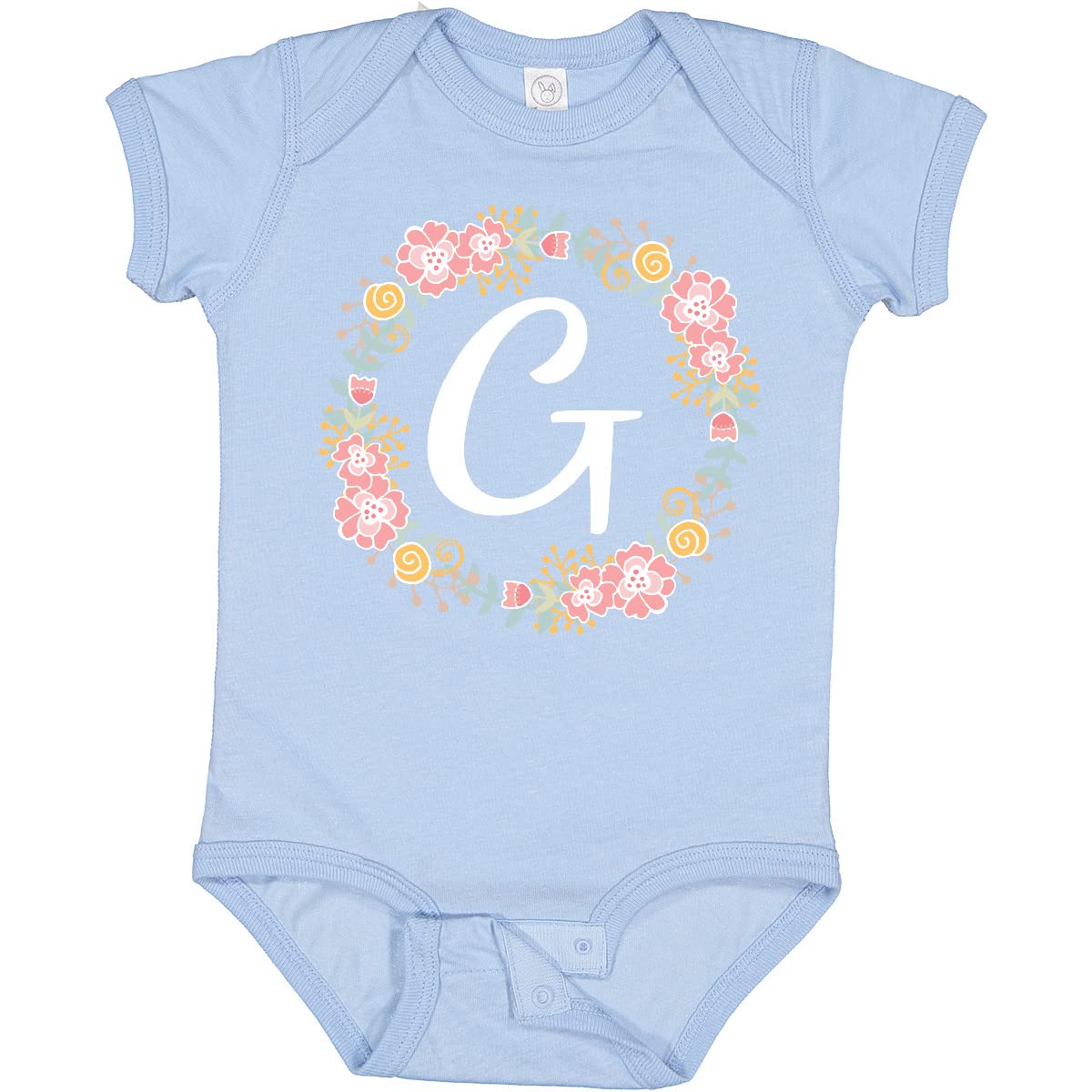 Inktastic G Monogram Alphabet Letter Rose Floral Wreath Baby Bodysuit - Soft Cotton Onesie for Newborns, Infants & Toddlers - Perfect for Family Photos, Baby Showers & Special Occasions
