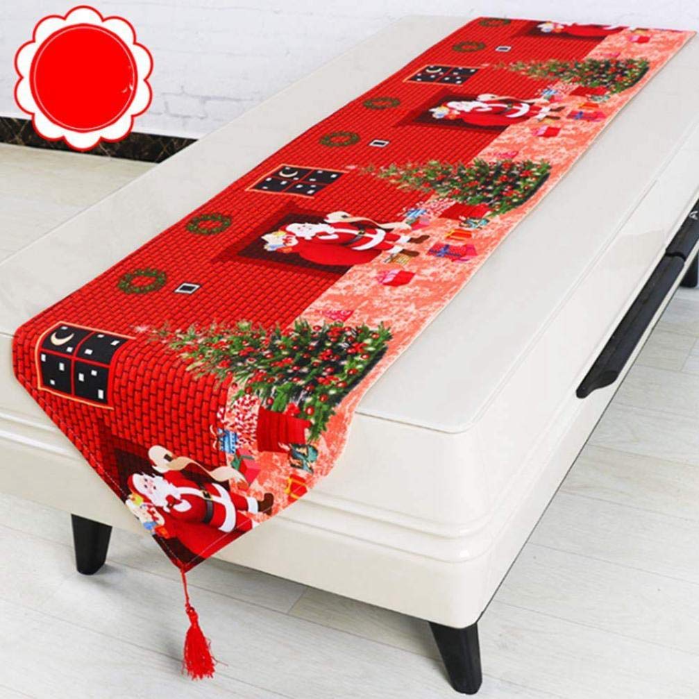 Elegant Christmas Linen Table Runner with Tassels - Holiday Dining Decor for Dinner Parties, Banquets & Festive Home Decoration | Perfect for Holiday Tablescapes, Christmas Feasts & Seasonal Home Styling