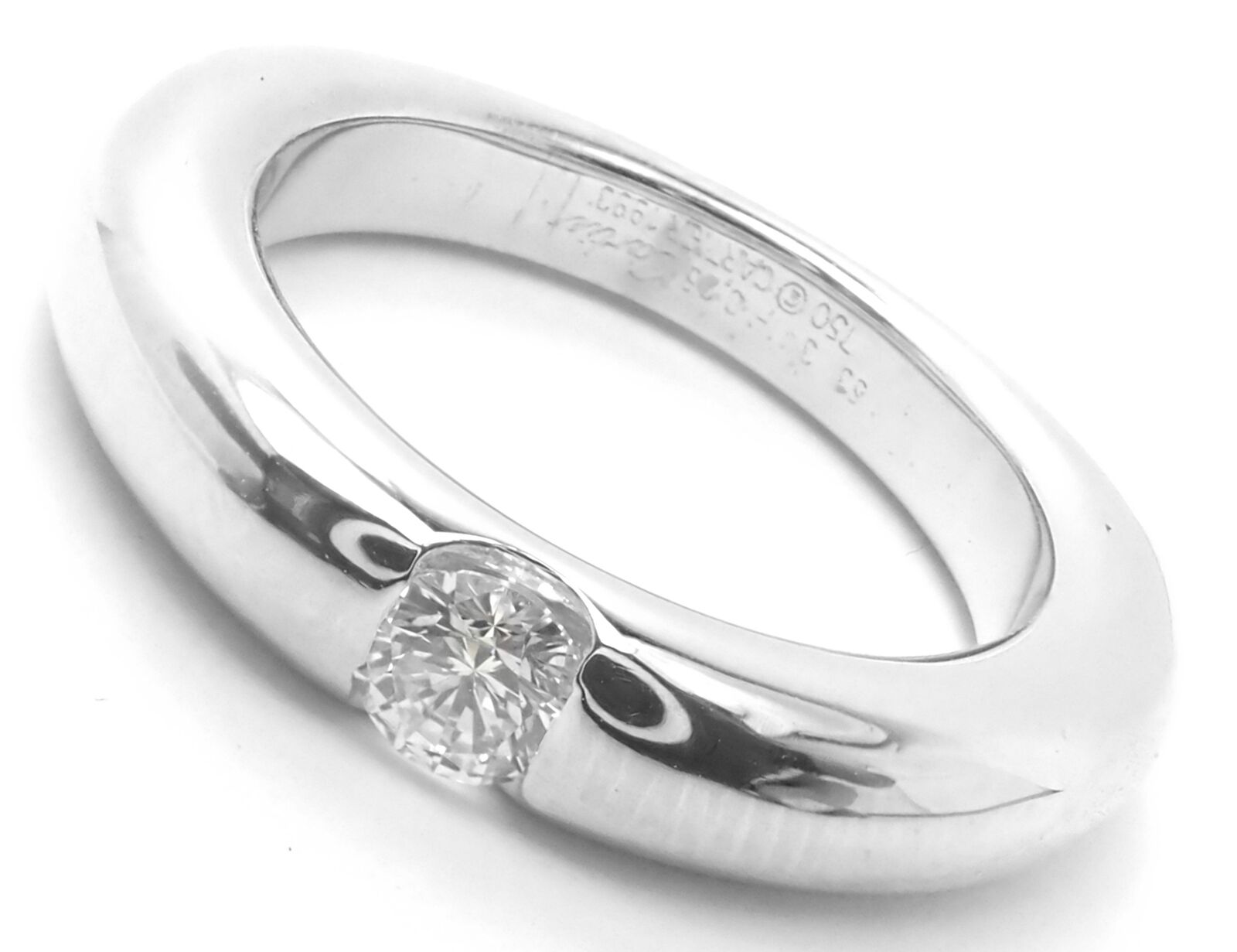 Authentic Cartier 18K White Gold Diamond Ellipse Band Ring Size 53 (US 6.25) - Luxury Wedding, Engagement & Anniversary Jewelry Gift for Women