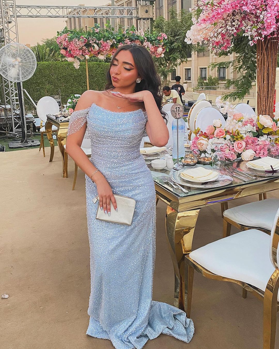 Elegant Off-The-Shoulder Blue Sequin Mermaid Prom Dress J5099 - Perfect for Homecoming, Formal Dances & Special Occasions