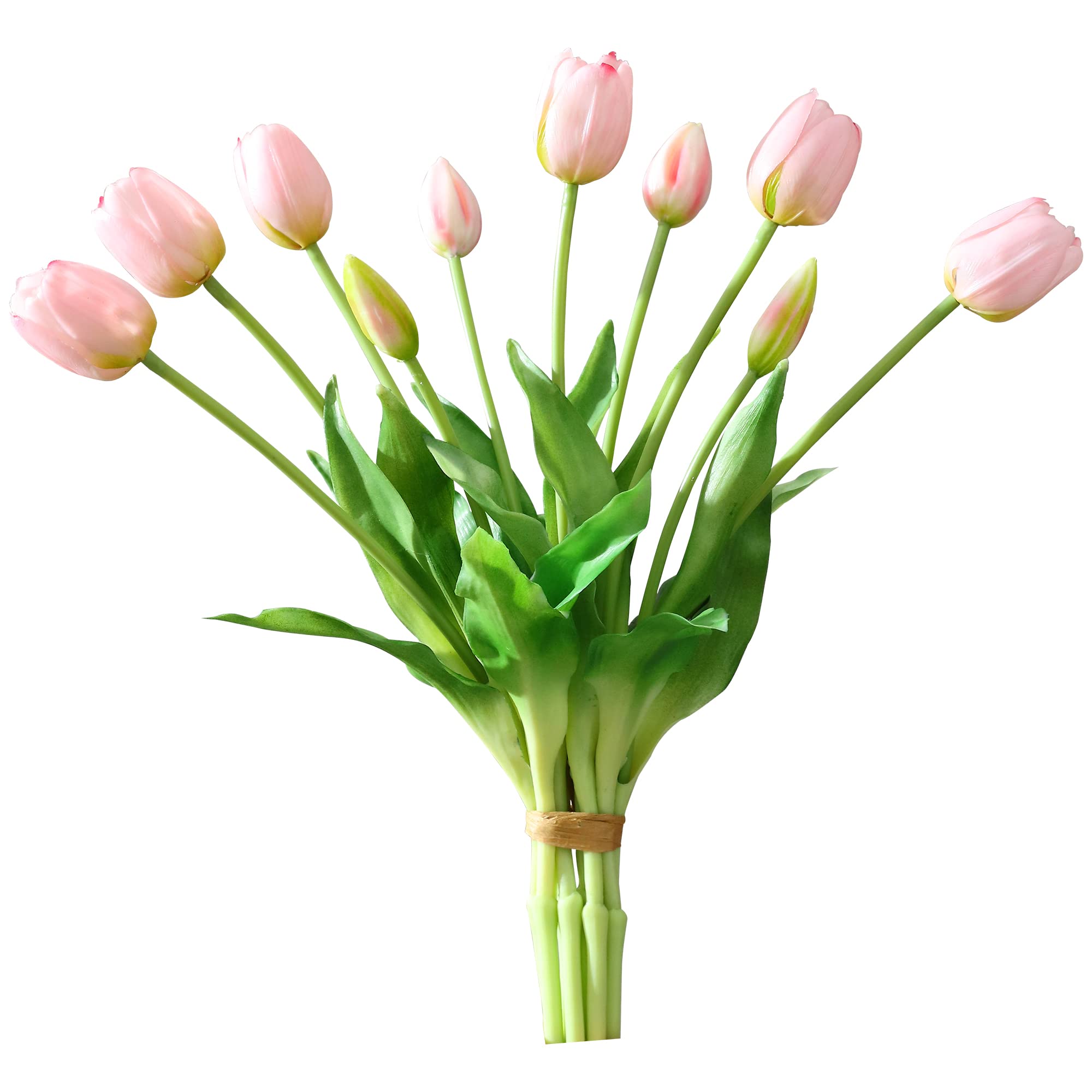 10pcs Real Touch Artificial Tulips - Soft Faux Latex Flowers with Gift Box for Wedding, Party & Home Decor | Pink Tulip Bouquet for Table Centerpieces, Living Room & Bedroom Decoration