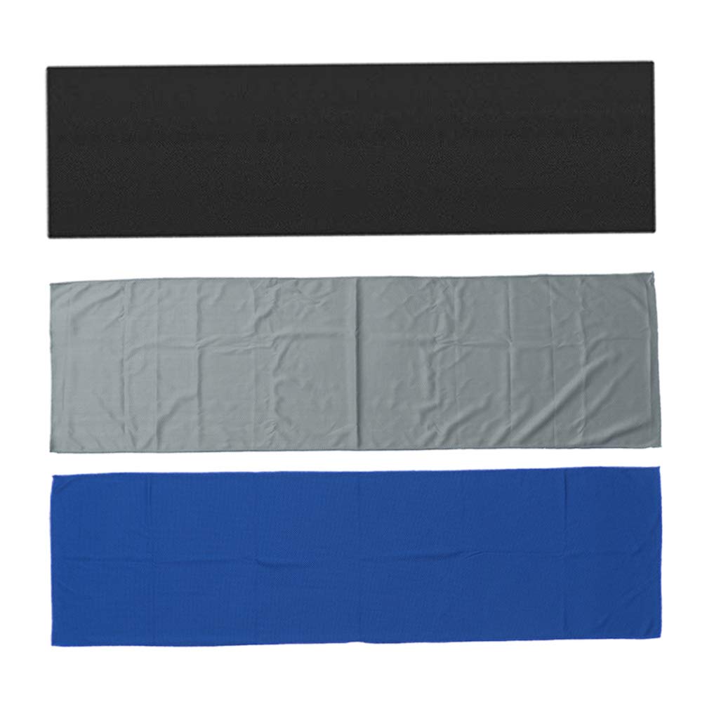 EXCEART 3 Pack Cooling Towels - Chilly Sports Towel for Yoga, Golf, Gym & Workout - Quick Cooling Neck Wrap for Travel & Outdoor Activities - Sapphire Grey & Black