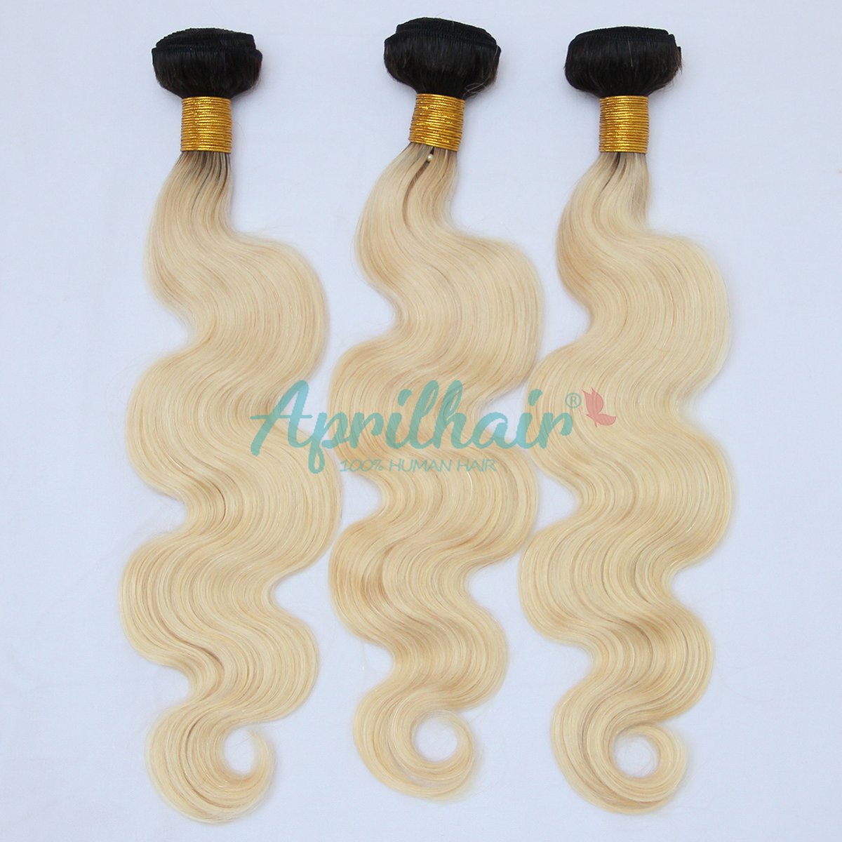 Pre-Plucked 3 Bundles Brazilian Virgin Human Hair Weave with 4x4 Lace Closure - Dark Root 1B/613 Platinum Blonde Ombre Body Wave & Baby Hair (14+18 20 22 Inches) | Perfect for Daily Styling, Extensions & Protective Hairstyles