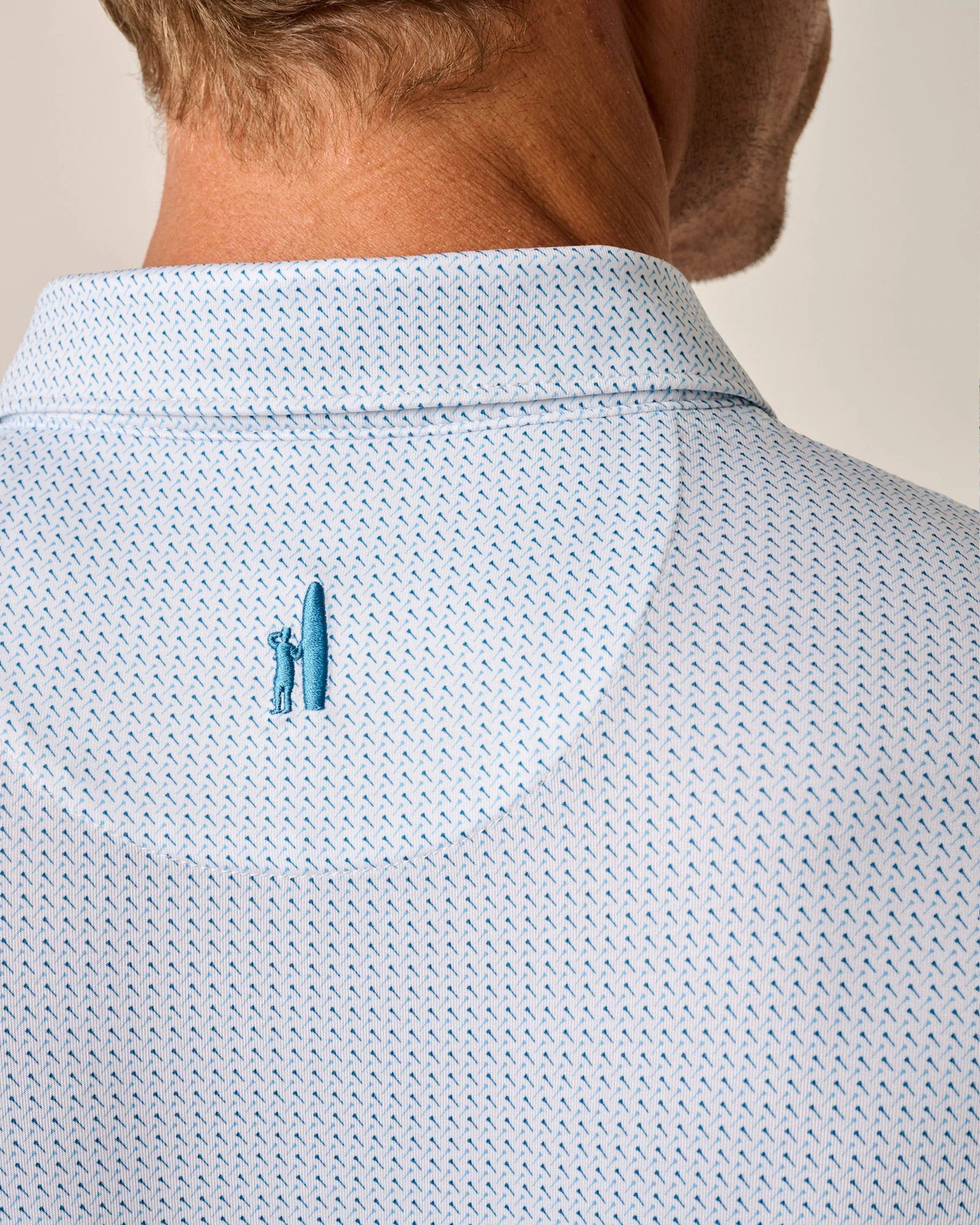 Johnnie O Tee Time Performance Polo Shirt for Men - Breathable Golf Shirt in Barrels Blue | Perfect for Golf, Casual Wear & Outdoor Activities
