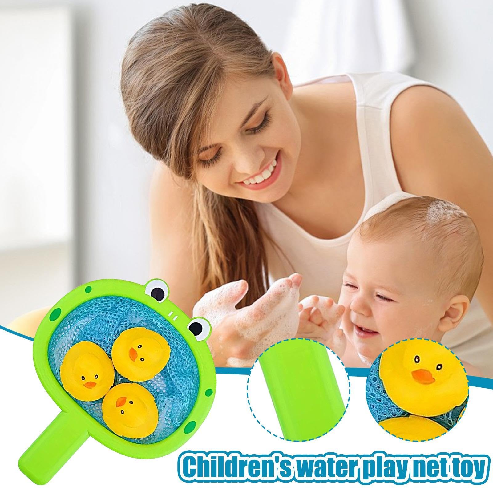 Cartoon Crab Duck Fishing Bath Toy with Net - Interactive Bathtub Fishing Game for Kids - Fun Water Play & Floating Bath Time Toy - Perfect for Toddlers & Preschoolers