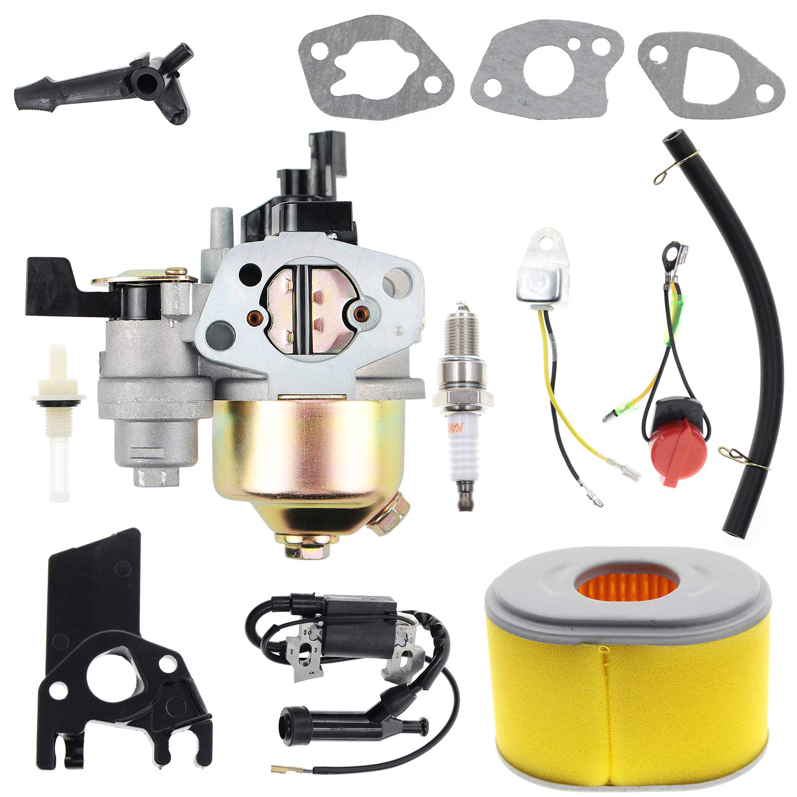 GX160 Carburetor Kit Compatible with Honda GX120 GX140 GX160 GX200 5.5HP 6.5HP Generator Engine - Includes Ignition Coil 16100-ZH8-W61 16100-ZE1-825 - Perfect for Engine Repair & Maintenance
