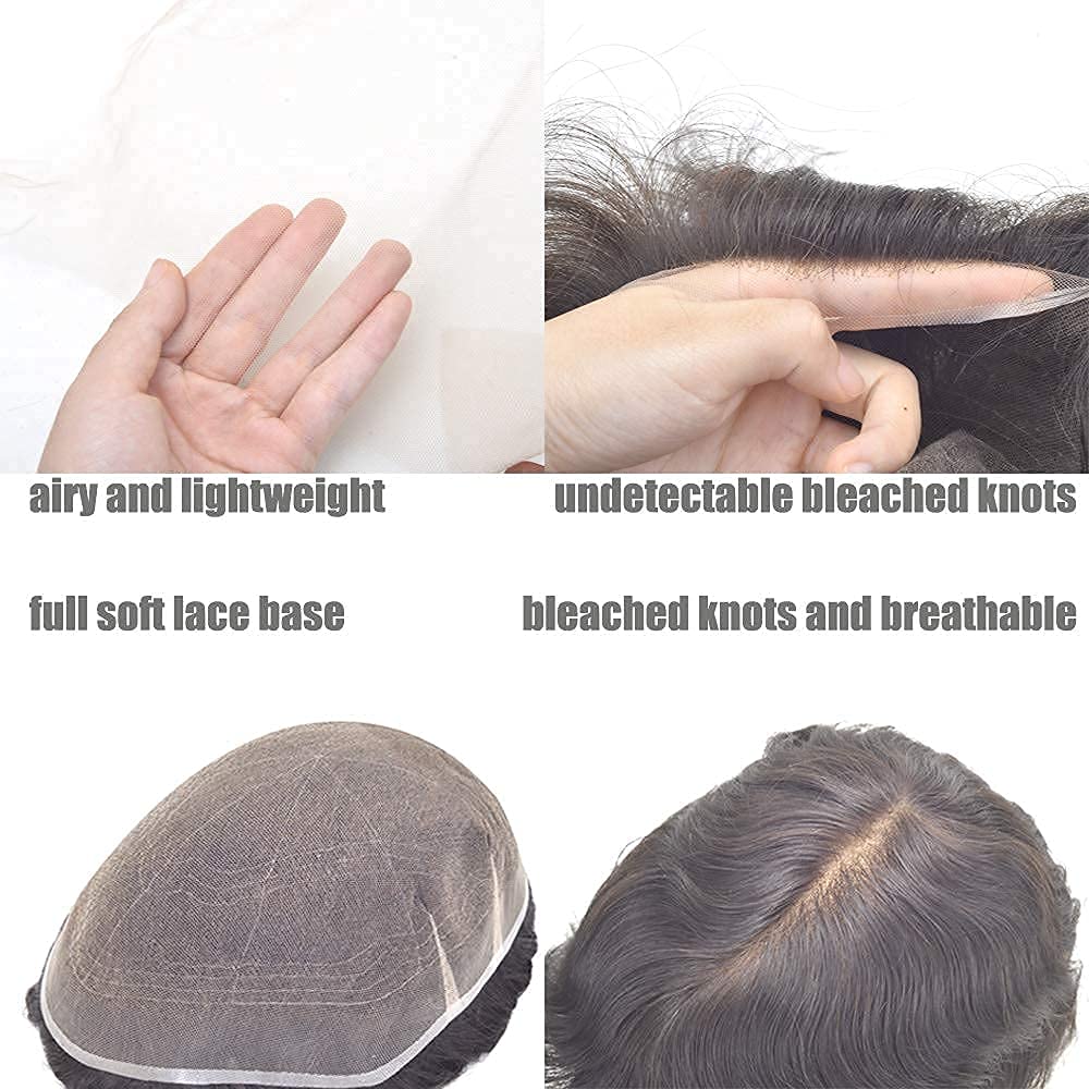 Premium European Human Hair Toupee for Men - 7x9 Inch Full French Lace Hairpiece | Natural Hairline, Light Brown #7 | Hair Replacement System for Thinning Hair & Baldness | Perfect for Daily Wear, Special Occasions & Professional Settings