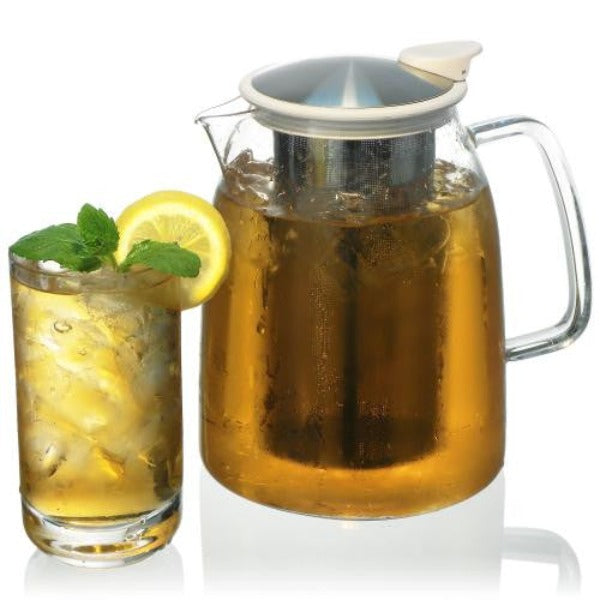 FORLIFE Mist Iced Tea Jug with Removable Basket Infuser - 68oz Glass Pitcher for Cold Brew Tea, Sun Tea & Iced Beverages - Perfect for Summer Parties, BBQs & Outdoor Gatherings