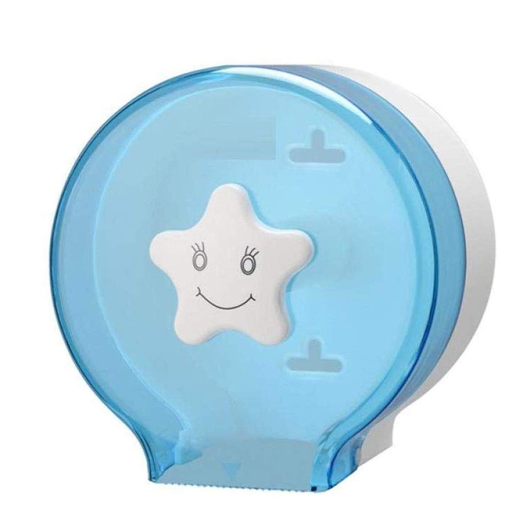 CUJUX Clear Plastic Toilet Paper Holder - Wall Mounted Bathroom Tissue Roll Dispenser for Home & Commercial Use (Blue) - Perfect for Bathrooms, Restrooms, RVs & Tiny Houses