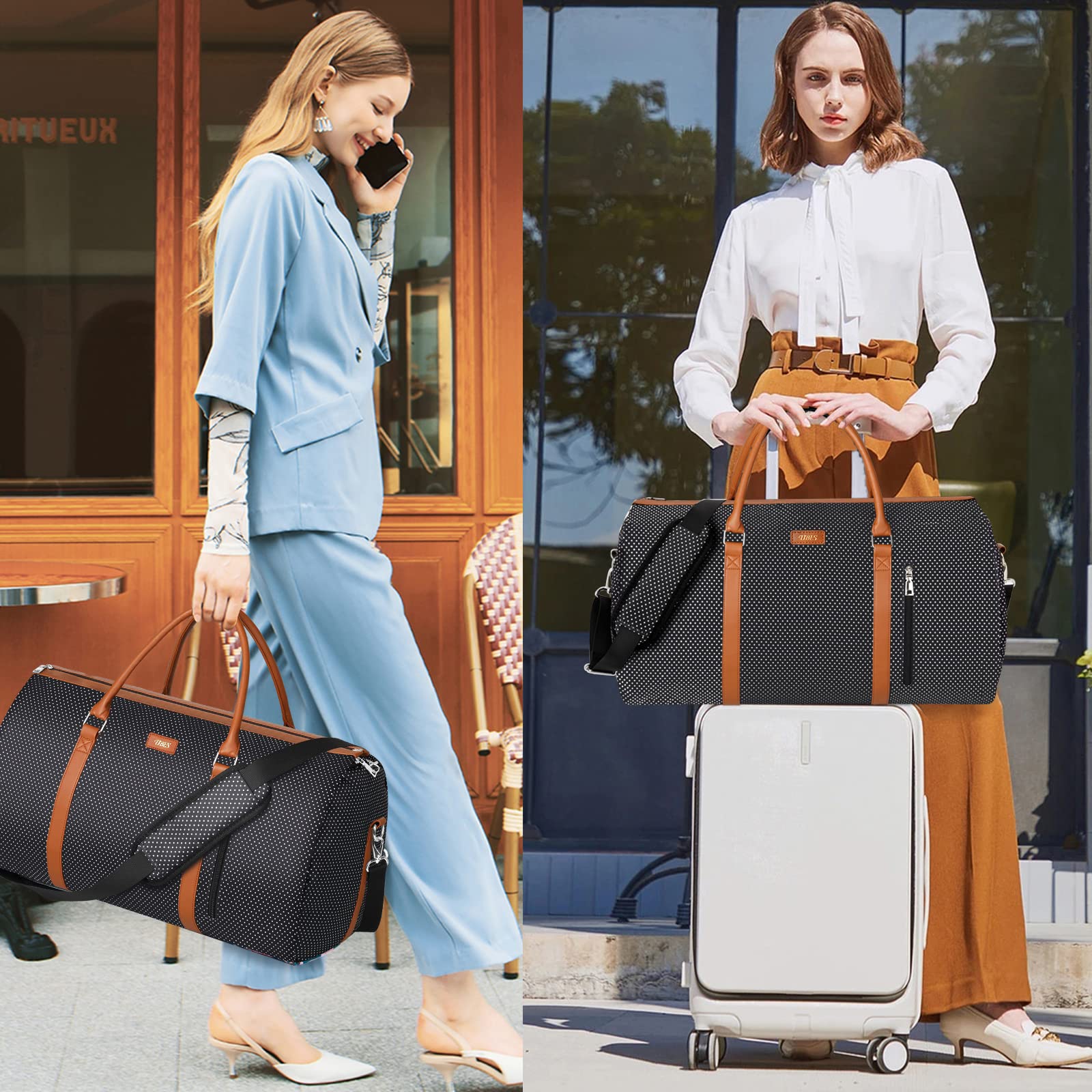 Convertible 2-in-1 Travel Garment Bag & Duffel - Large Hanging Suitcase for Business Trips - 3pc Set for Men & Women (Perfect for Airplane Carry-On & Office Business Travel)