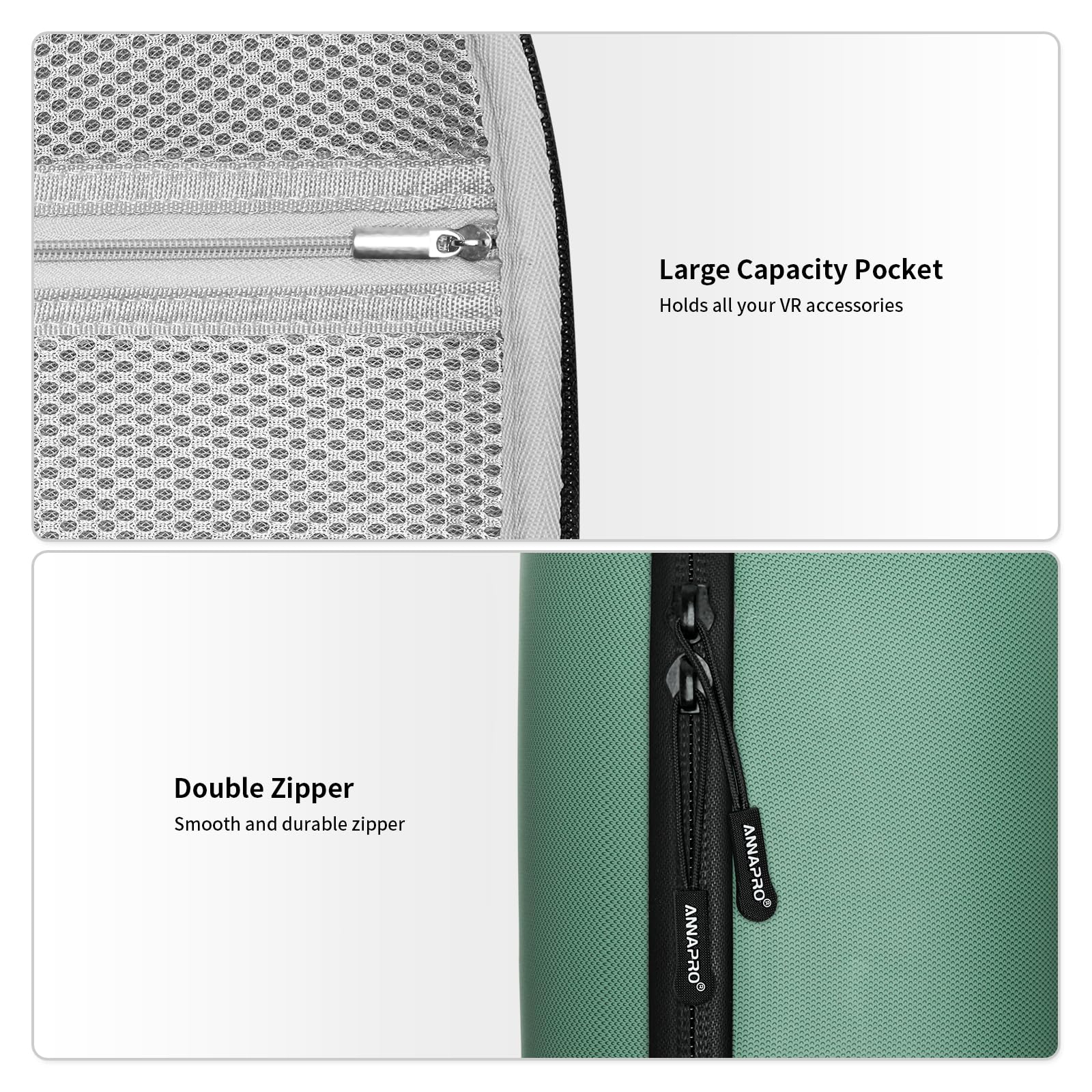 annapro Hard Shell Travel Case for Meta Quest 3 - Protective Storage Compatible with Quest 3 Headset, Elite Strap & Controllers - Durable Dark Night Green Design for Gaming Accessories - Perfect for Travel, Commuting & VR Gaming Sessions