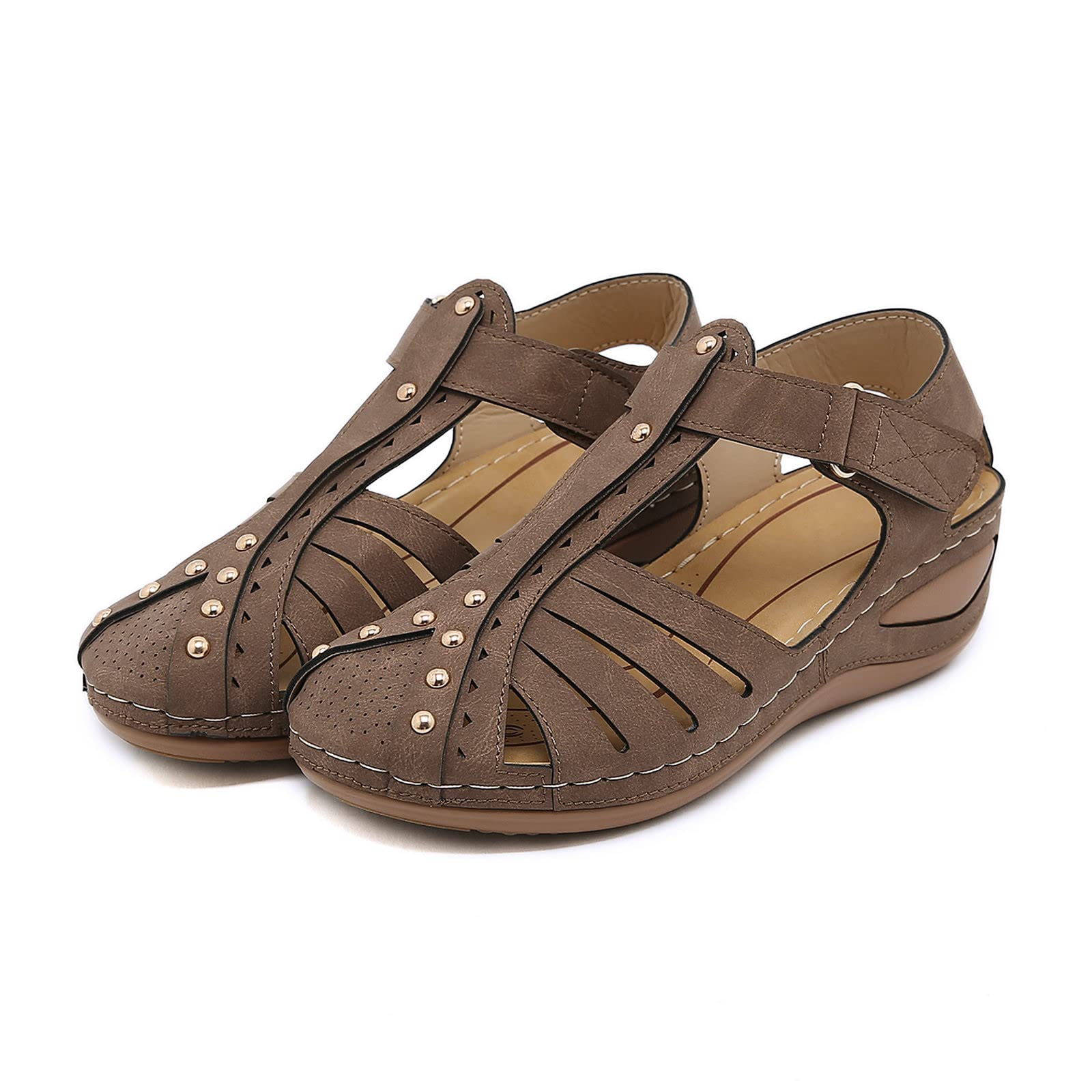 **Women's Orthopedic Dressy Flats - Elegant Red Summer Sandals for Wide Feet Size 12 | Comfortable Gold & Black Platform & Heel Sandals for Weddings, Parties & Casual Outings**