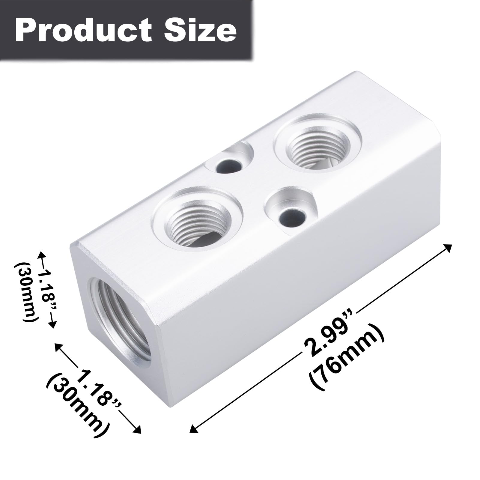2PCS 2-Way 4-Port Air Compressor Manifold Block - Aluminum Air Hose Inline Splitter for Pneumatic Systems - 1/2