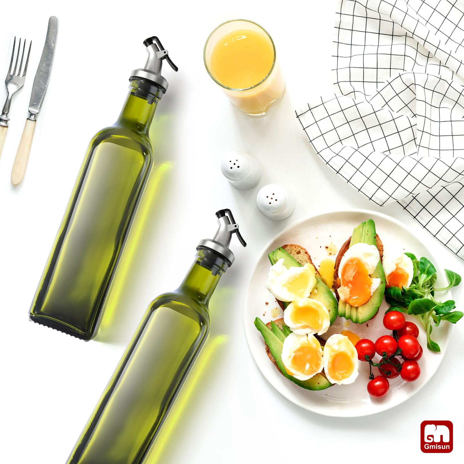 Premium Glass Olive Oil Dispenser Bottle 8oz (2 Pack) - Kitchen Oil Pourer with Spout, Durable & Leak-Proof for Olive, Avocado & Cooking Oils - Perfect for Salad Dressing, Cooking & Baking