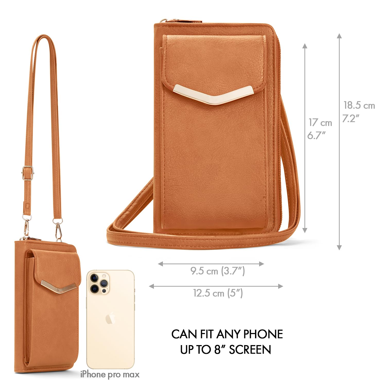 Vegan Leather Crossbody Phone Bag for Women - Anti-Theft Zipper Pocket & Multi-Section Card Holders | Stylish Compact Purse for Everyday Use, Travel & Shopping