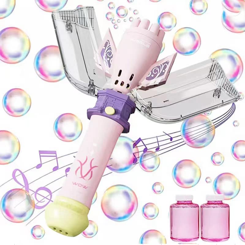 Electric Bubble Machine for Kids - Automatic Bubble Blower with Lights & Music, Handheld Bubble Maker for Boys & Girls, Indoor & Outdoor Party Toy (Pink) - Perfect for Birthday Parties, Playtime & Backyard Fun