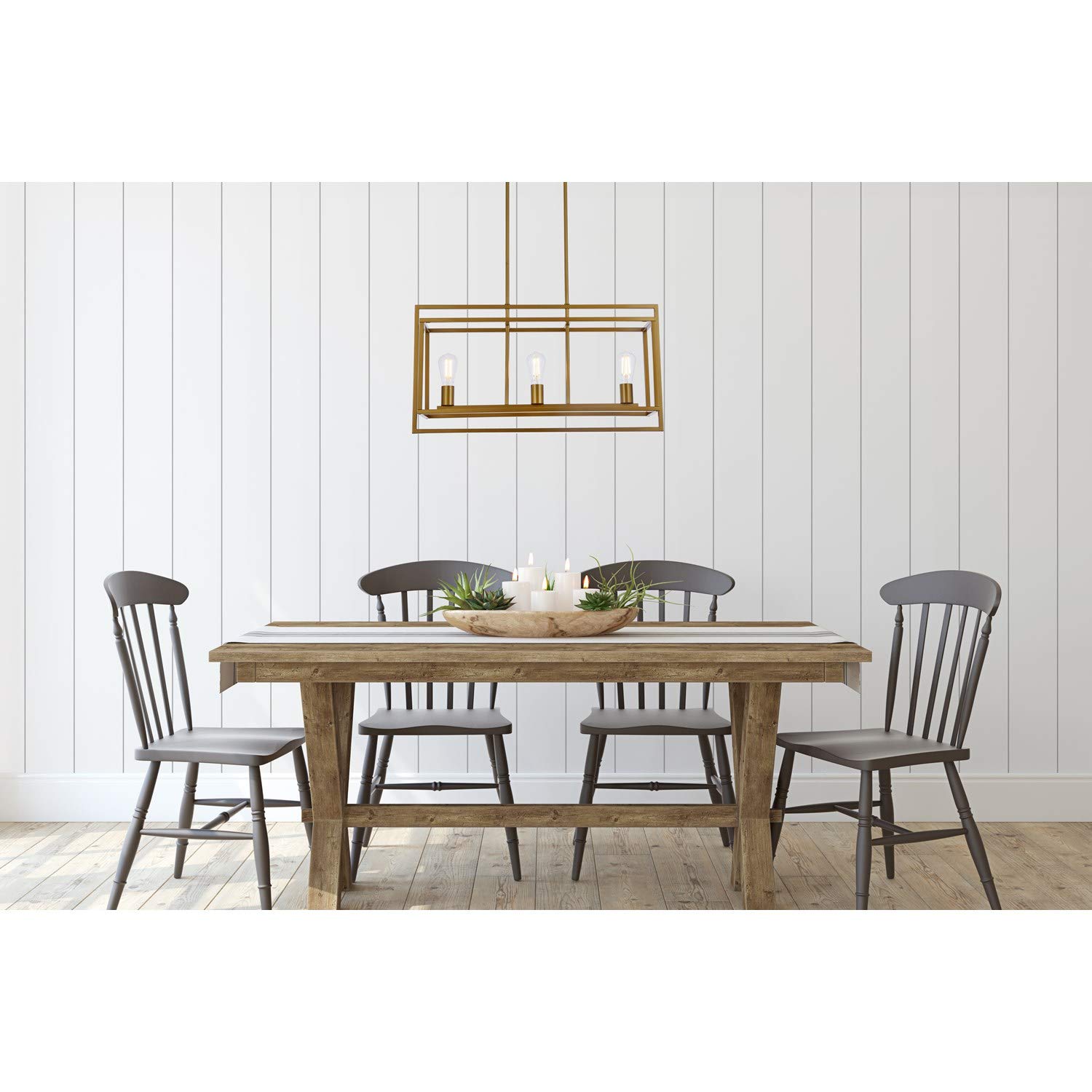 Voir 3-Light Brass Pendant Lighting Fixture - Modern Dining Room Chandelier for Kitchen Island, Foyer & Bedroom Decor