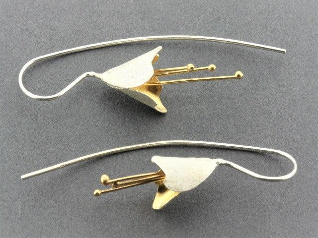 22K Gold Over Silver Angel Trumpet Flower Earrings - Elegant Floral Jewelry for Women, Perfect for Weddings, Parties & Special Occasions