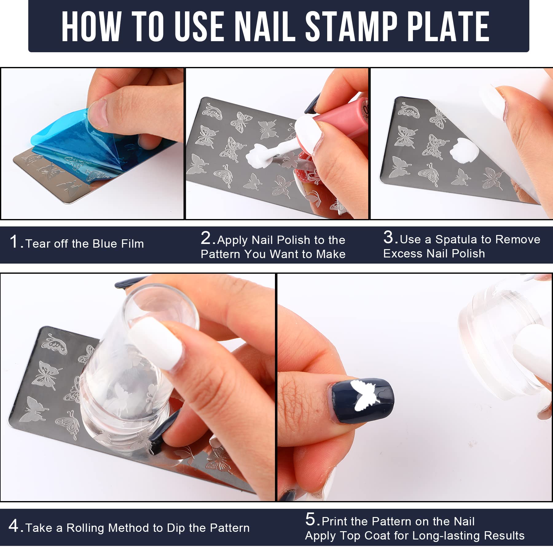 10Pcs Nail Stamp Plate Kit with 6Pcs Nail Art Templates, 2 Stampers & 2 Scrapers - Animal Flower Leaf Design Nail Art Plates for Women & Kids - Perfect for DIY Manicures, Nail Salon Decorations & Party Nail Art Designs