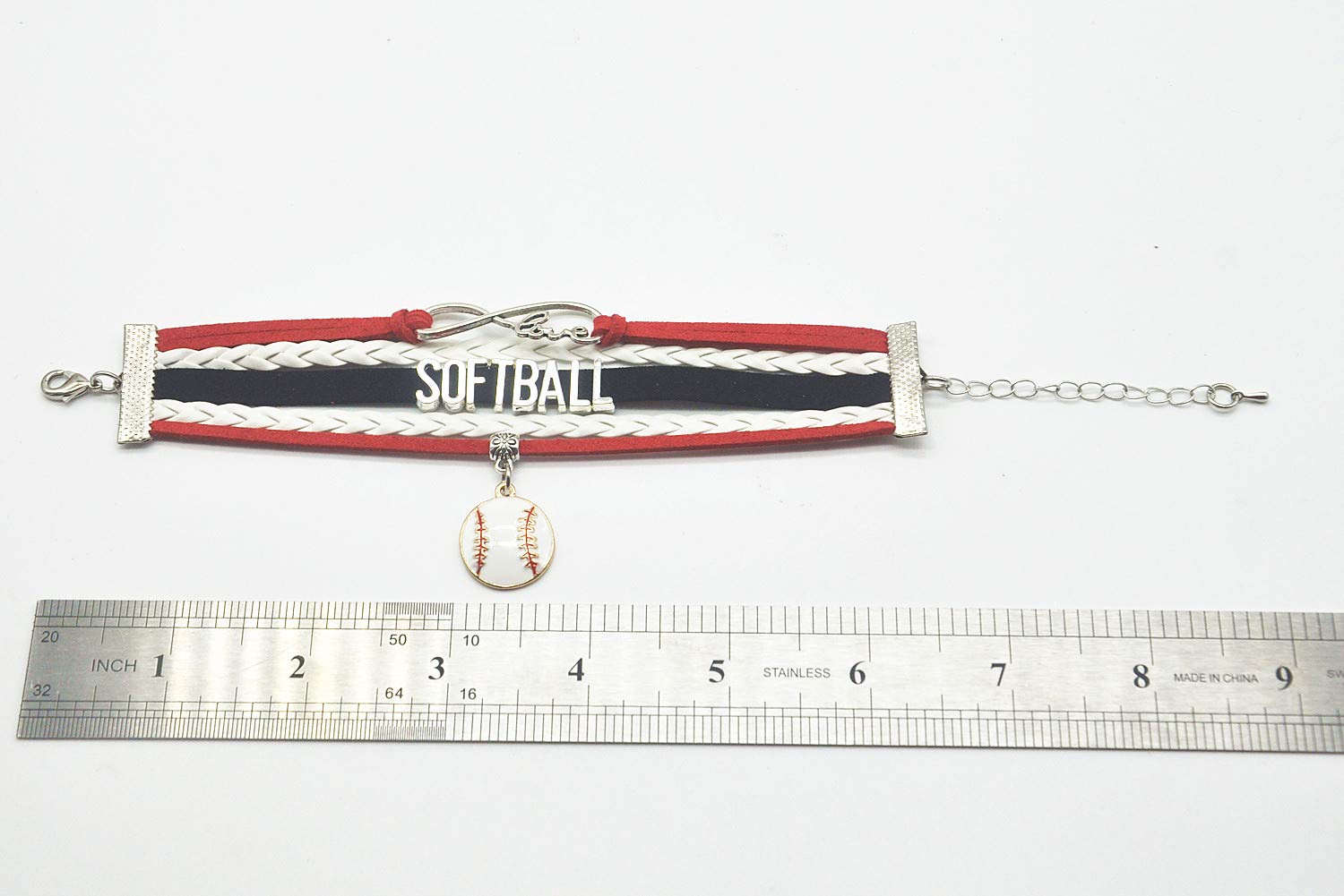 HCChanshi Infinity Love Charm Softball Bracelet - Team Themed Jewelry for Adult Softball Fans, Players & Couples | Perfect for Games, Gifts & Team Spirit Accessories